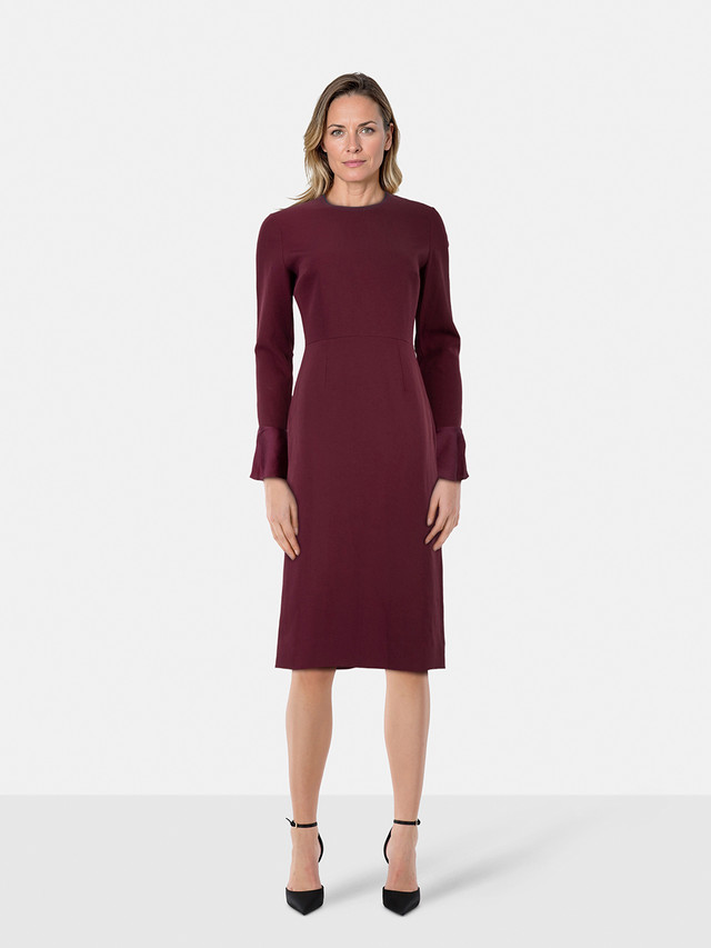 Used Self-Portrait Burgundy Ribbed Knit Midi Dress
