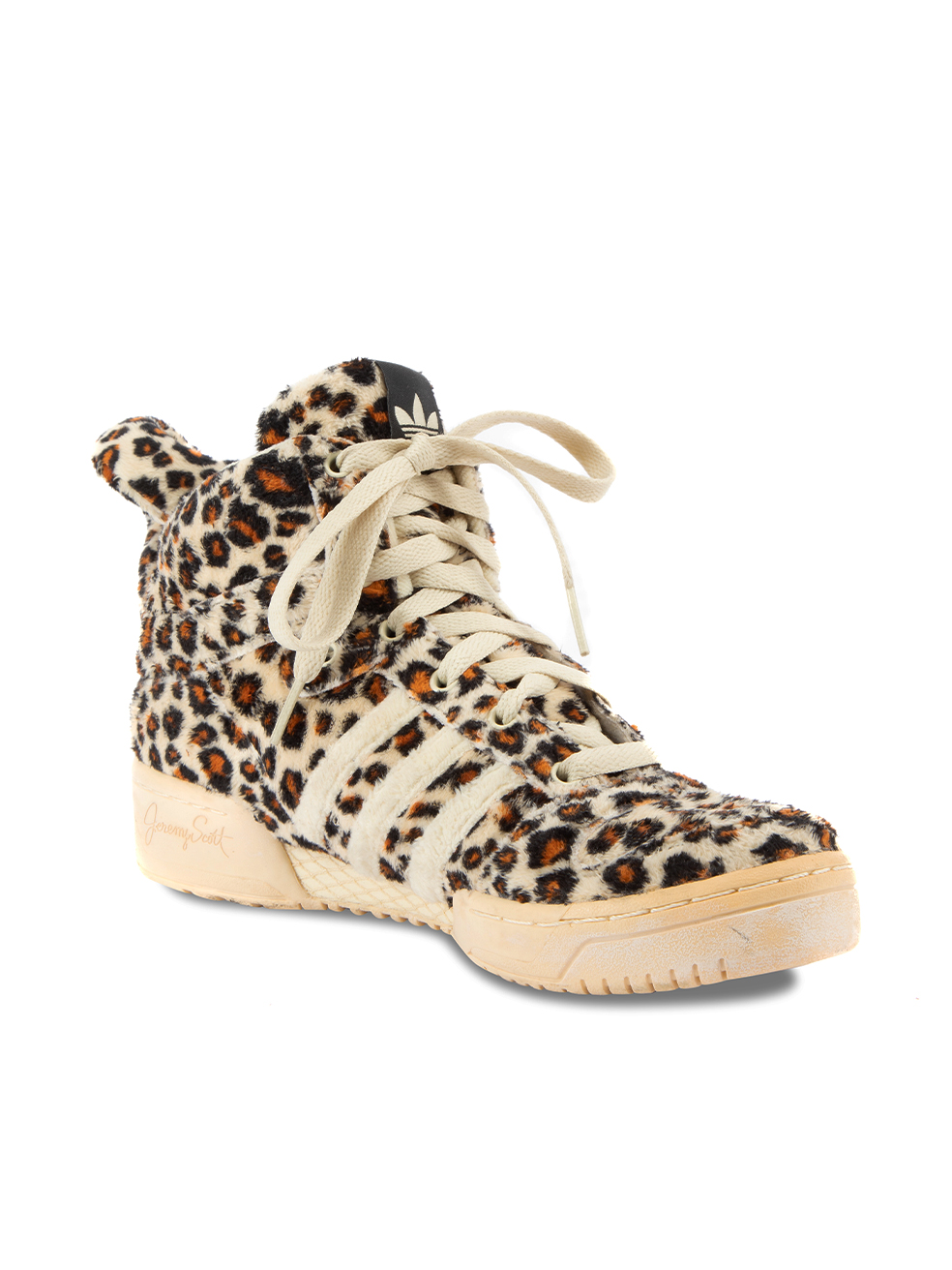 Adidas x Jeremy Scott Leopard Print Fluffy Sneakers With Tail Detail