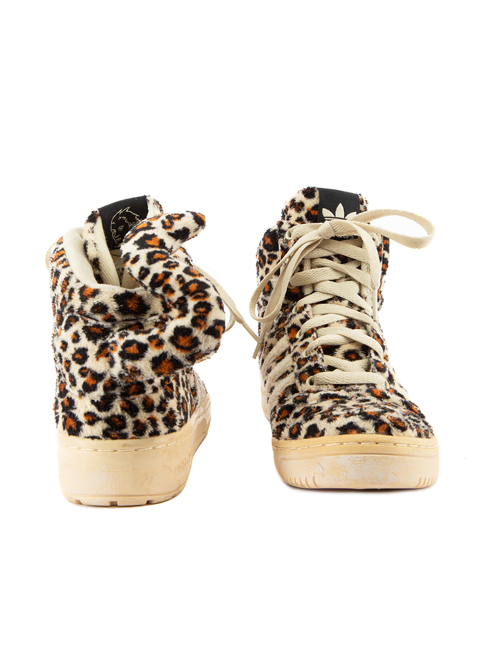 Adidas x Jeremy Scott Leopard Print Fluffy Sneakers With Tail Detail