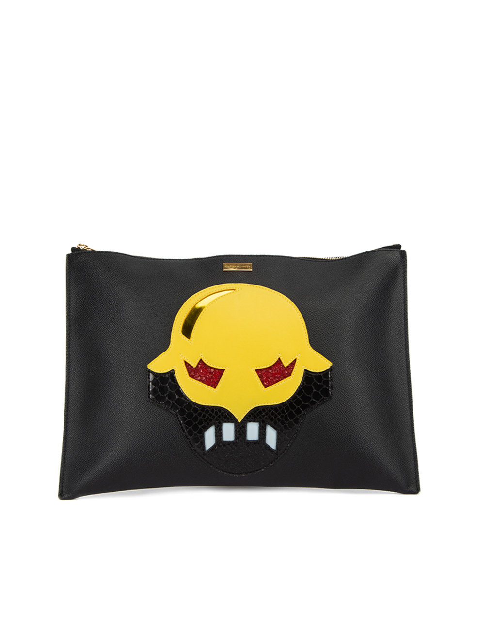 Stella McCartney Black Faux Leather Super Hero Zip Clutch | CSD