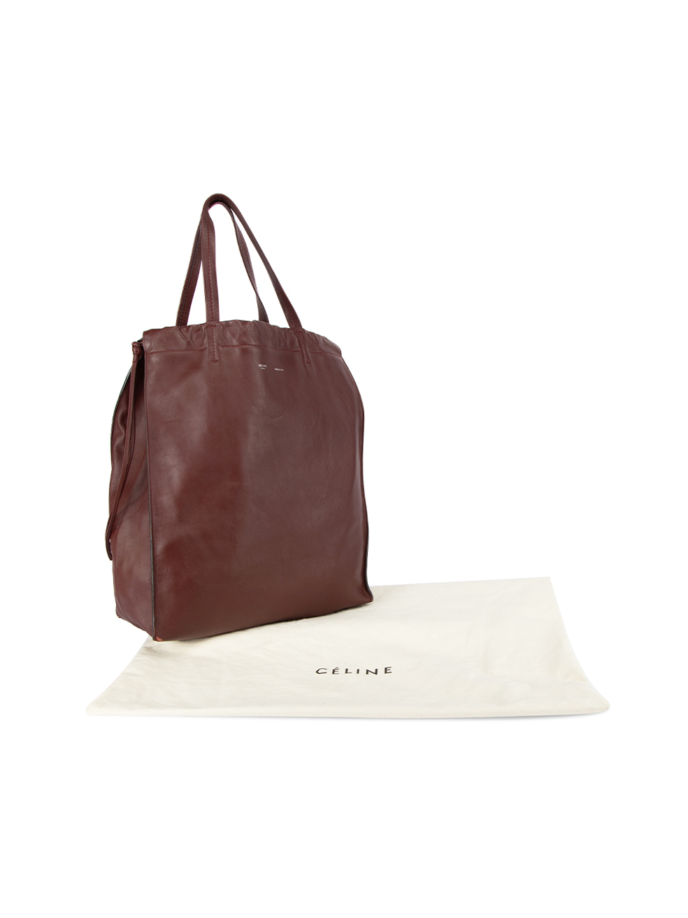 Burgundy Leather Coulisse Tote Bag