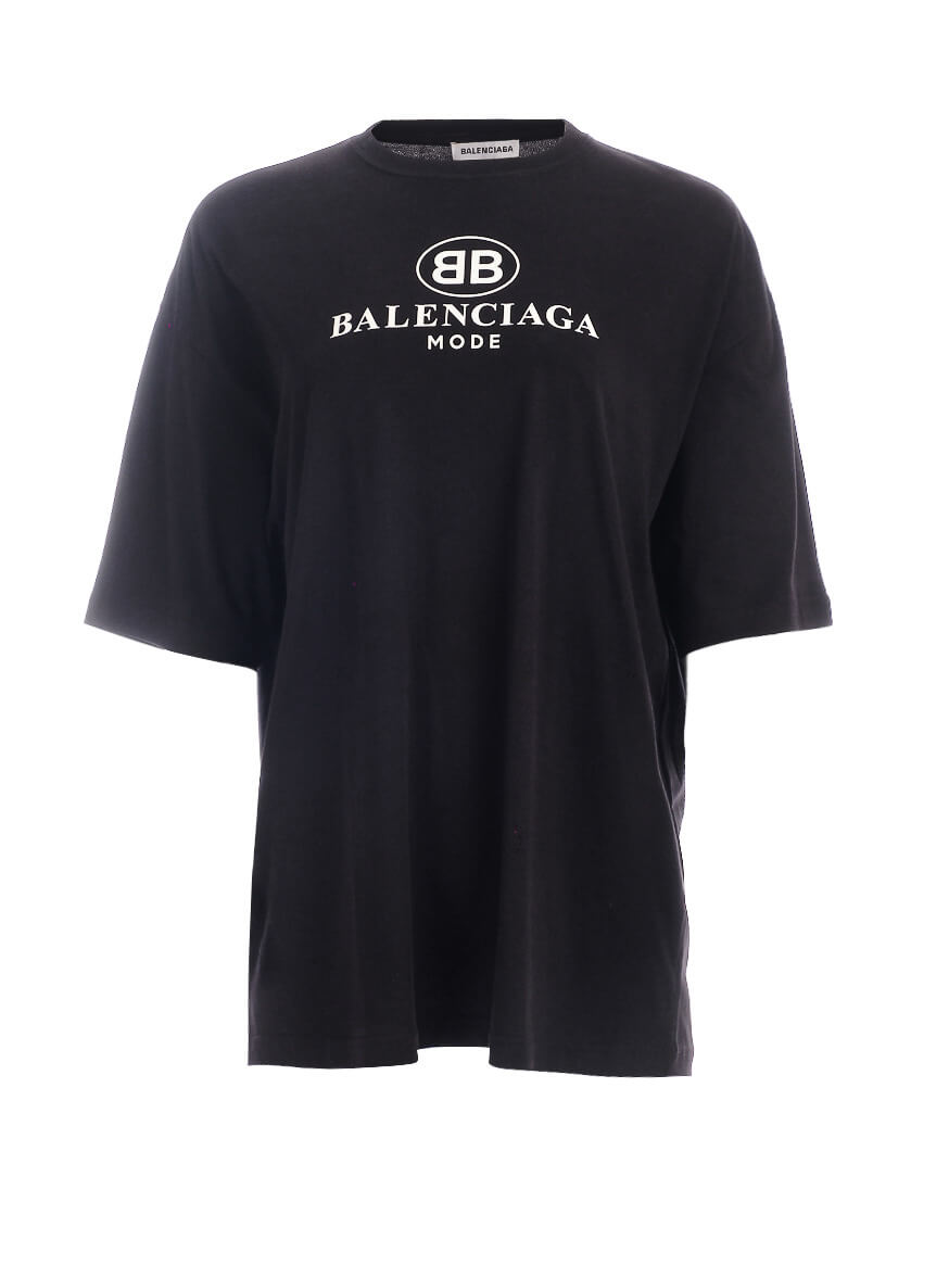 Women Balenciaga Mode Graphic T-Shirt - Black Size S UK 8 US 4