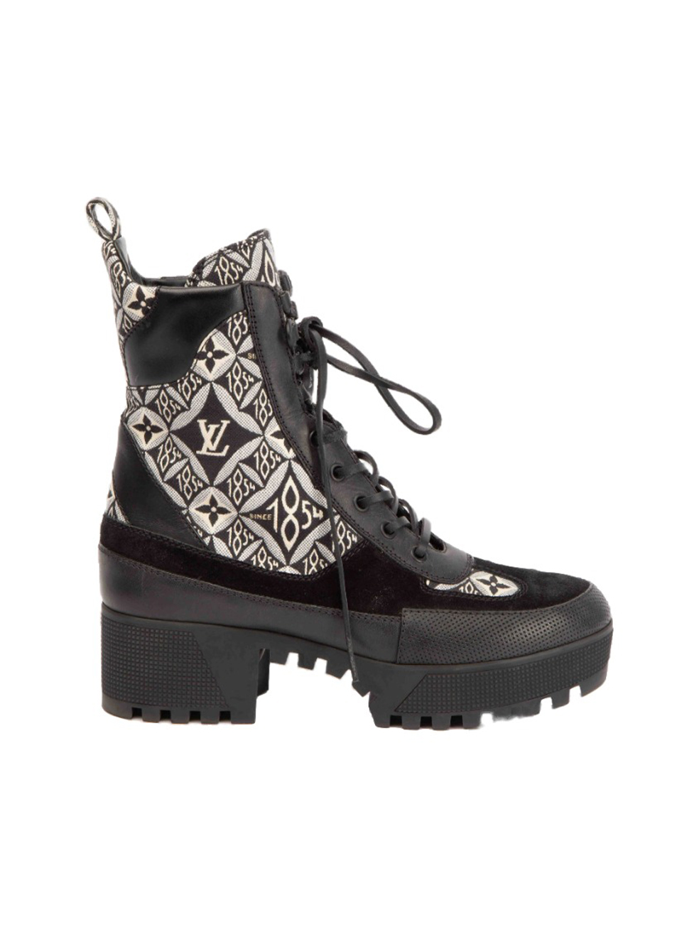 Louis Vuitton platform Laureate Desert black white mesh lace up ankle boots  39
