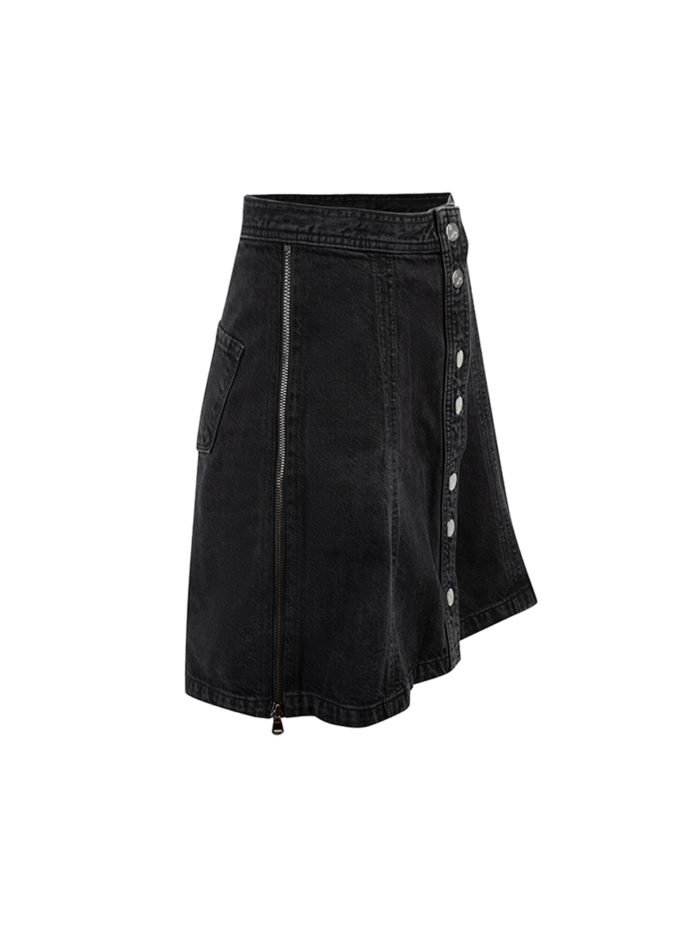 J Brand x Bella Freud Anthracite Denim Button Up Mini Skirt