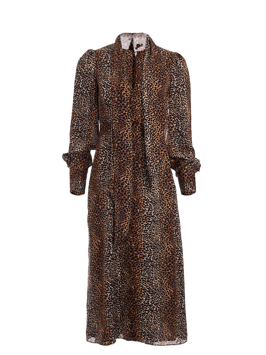 Women Equipment Leopard Print Maxi Dress - Brown Size M UK 12 US 8