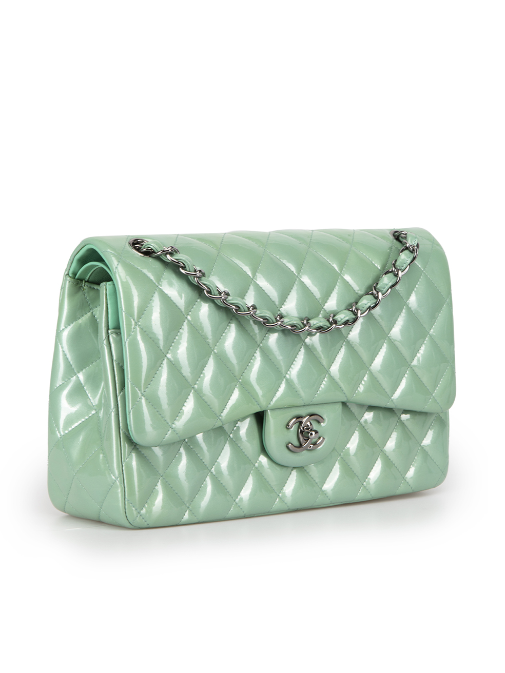 Chanel 2012 Patent Leather Green Flap Bag · INTO