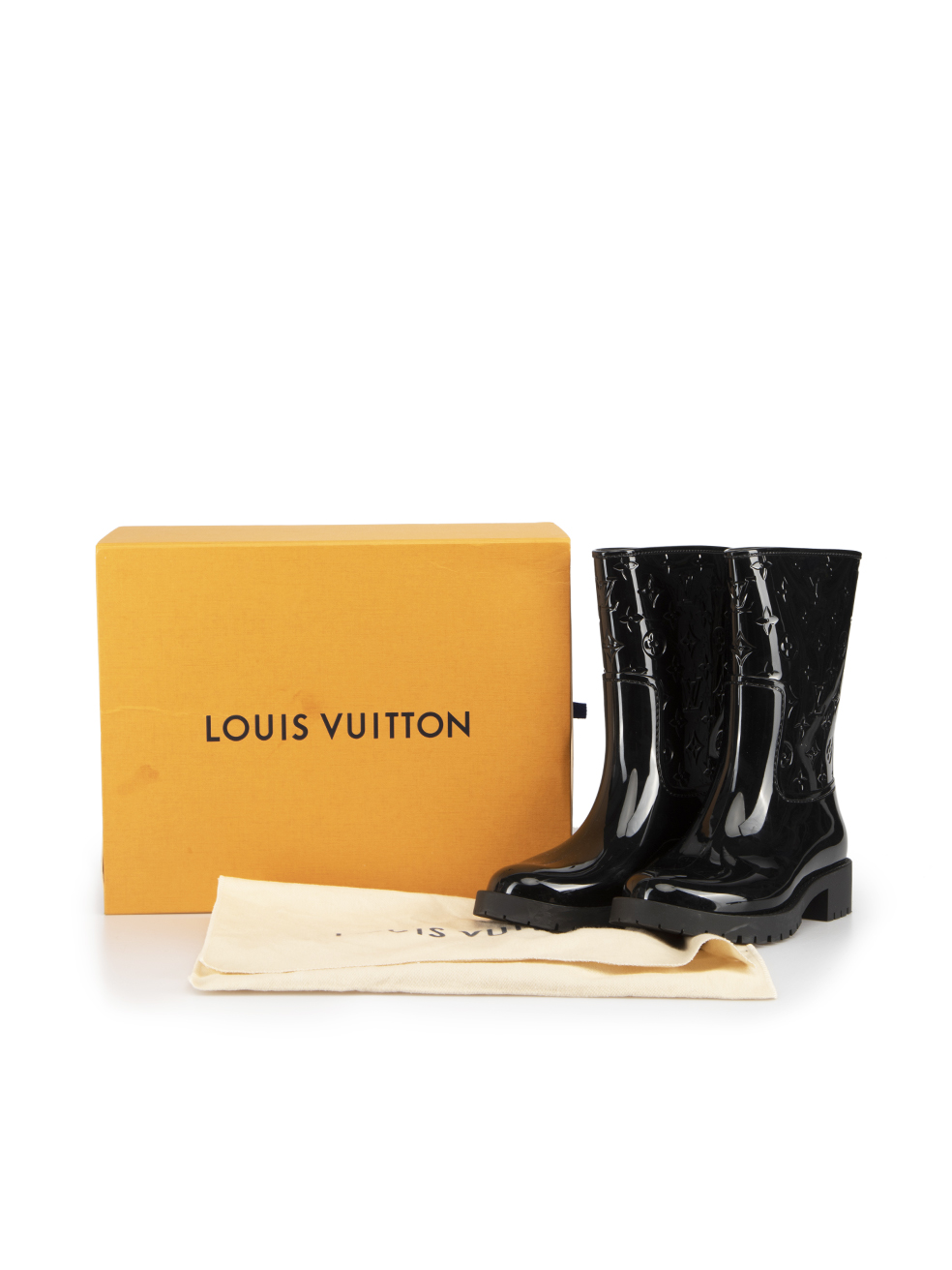 Louis Vuitton, Shoes, Authentic Louis Vuitton Drops Flat Half Rain Boots  Monogram Black