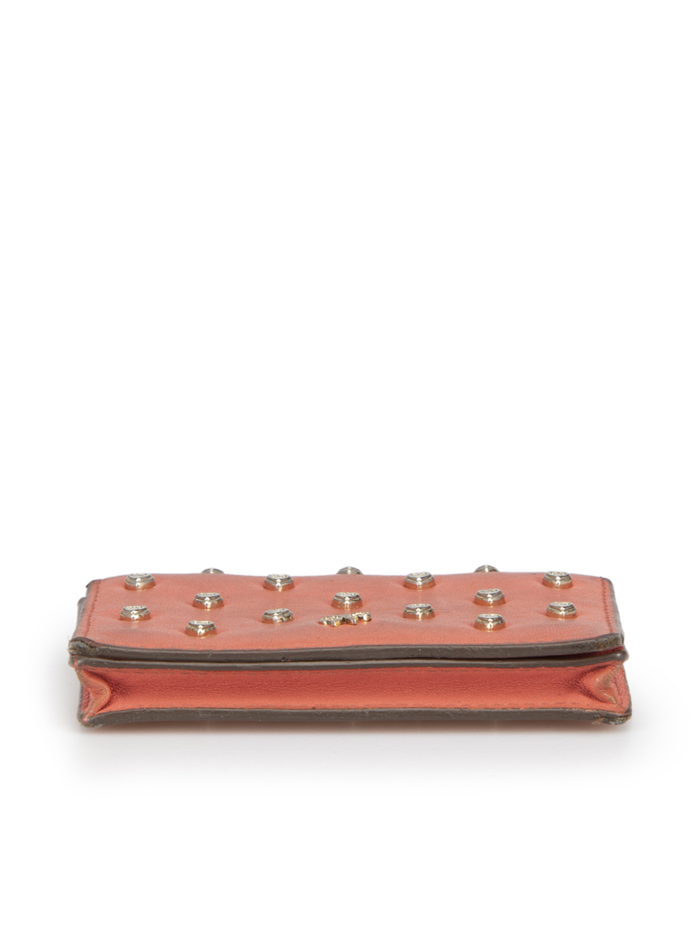 Coral Leather Joss Heart Studded Card Case