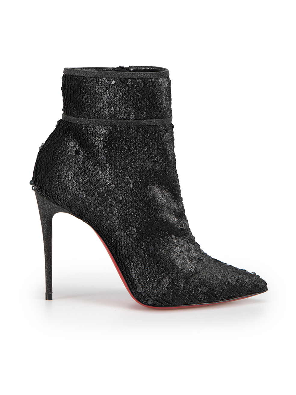 Christian Louboutin Black Suede Studded Zip Ankle Boots Size 39 at