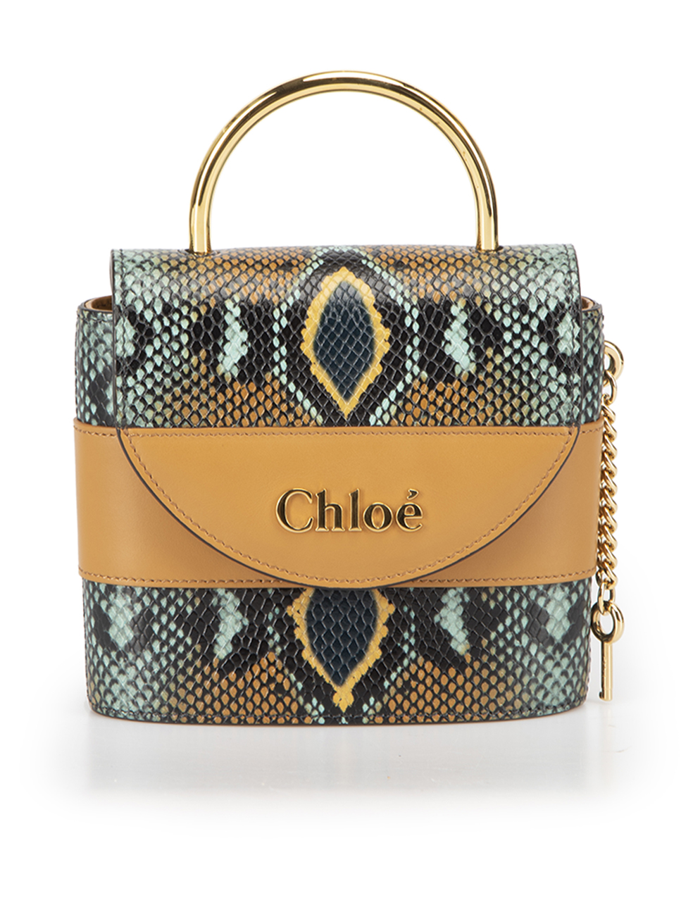 CHLOE C Python Snakeskin Print Embossed Leather Crossbody Mini Bag