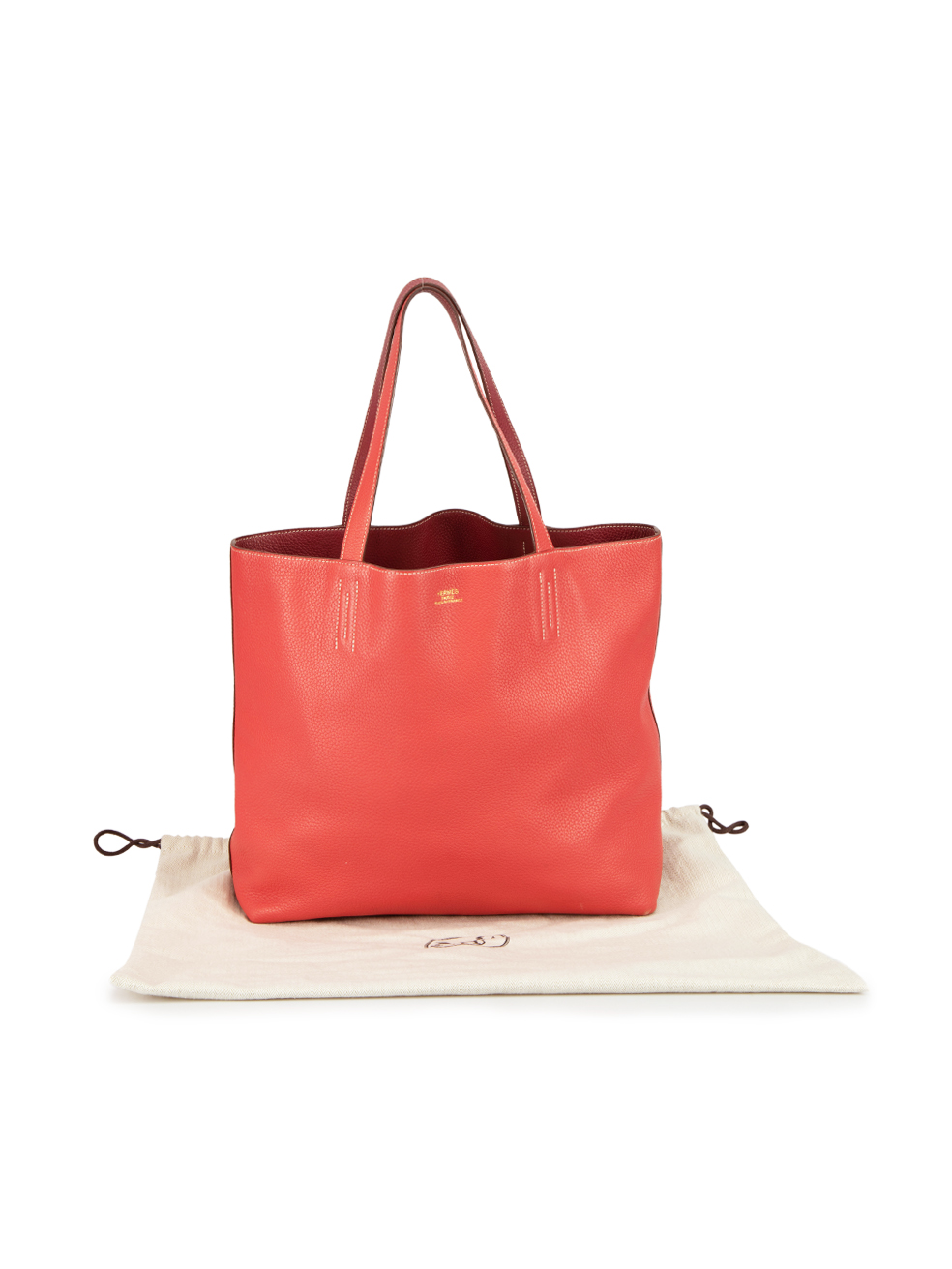 Used Hermès 2014 Red Reversible Double Sens 36 Clemence Tote