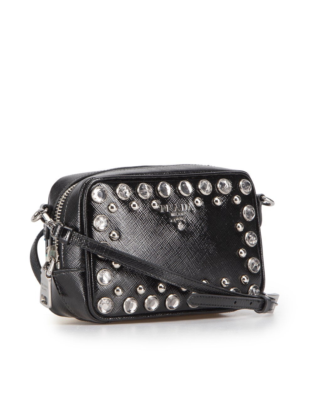 Prada Crystal Embellished Mini Pouch in Black