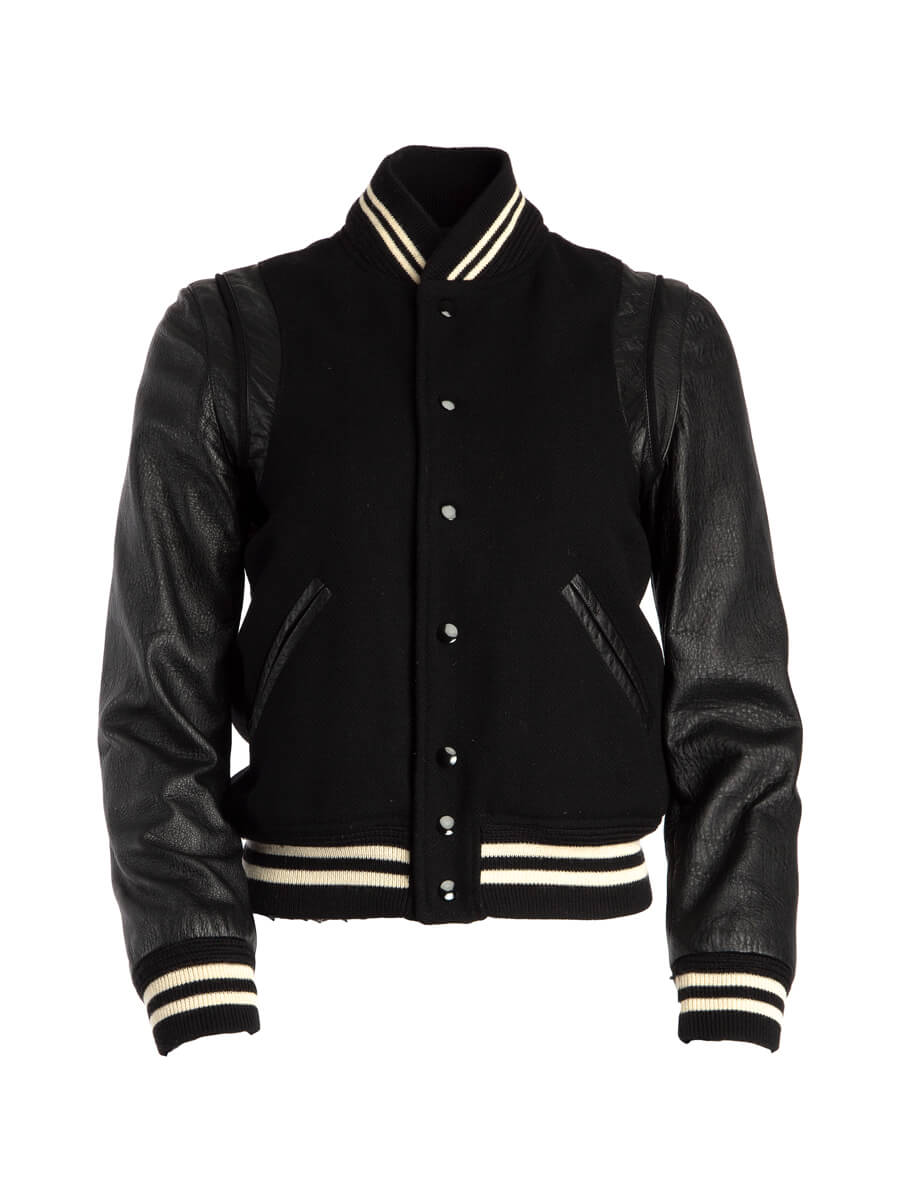 Women Saint Laurent Black Wool Teddy Bomber Jacket - Size S UK8 US4 FR36