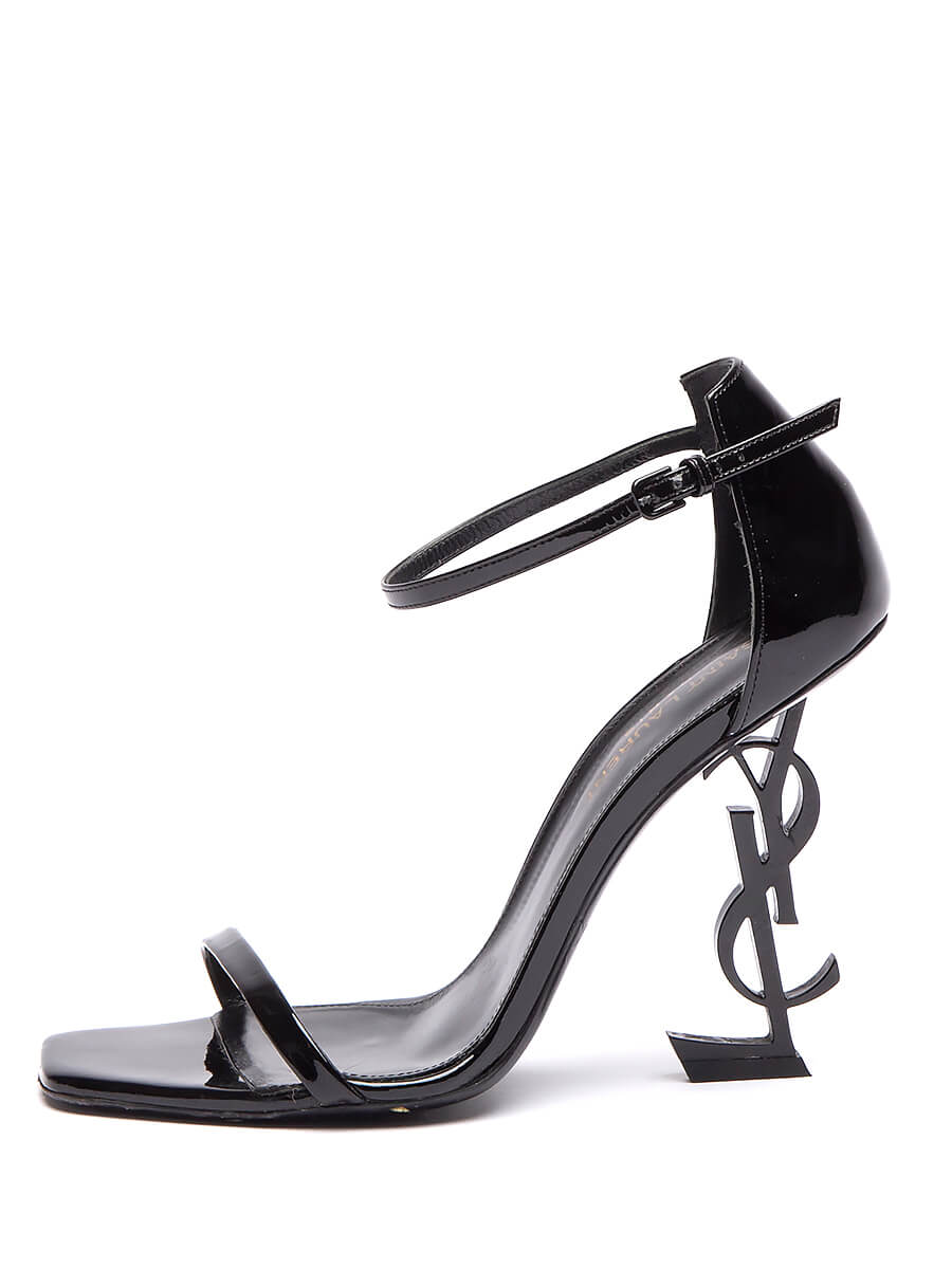 Saint Laurent Women's Opyum Sandal Heels, Size 5 UK, Black, Patent Leather