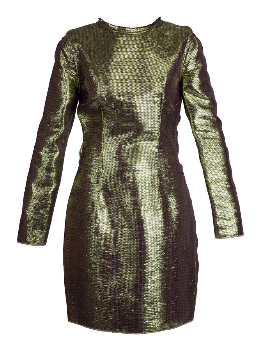 Lanvin Women's Metallic Mini Dress, Size 6 UK, Gold, Acrylic