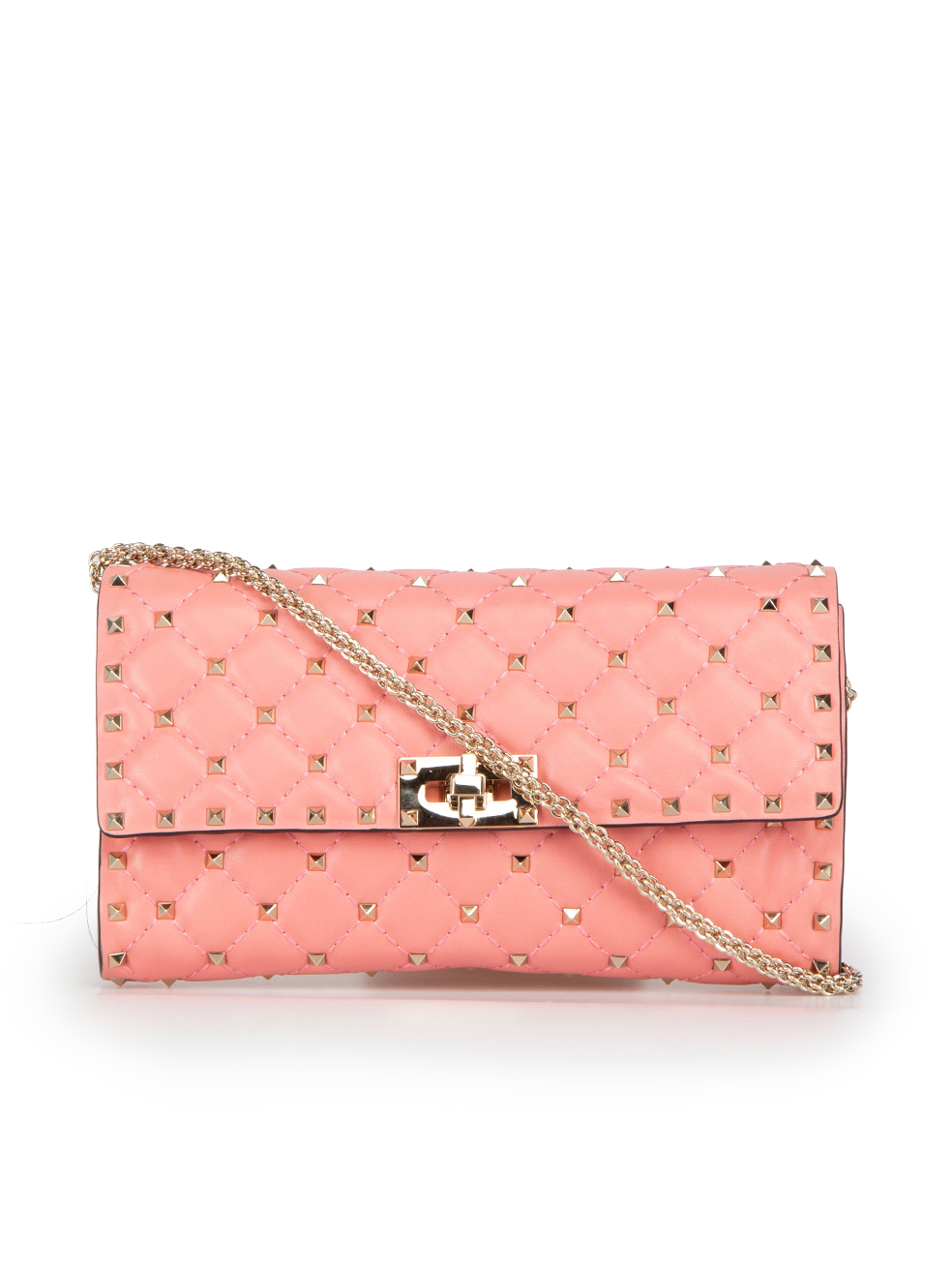 Valentino Rockstud Handbag in Varnished Pink Leather