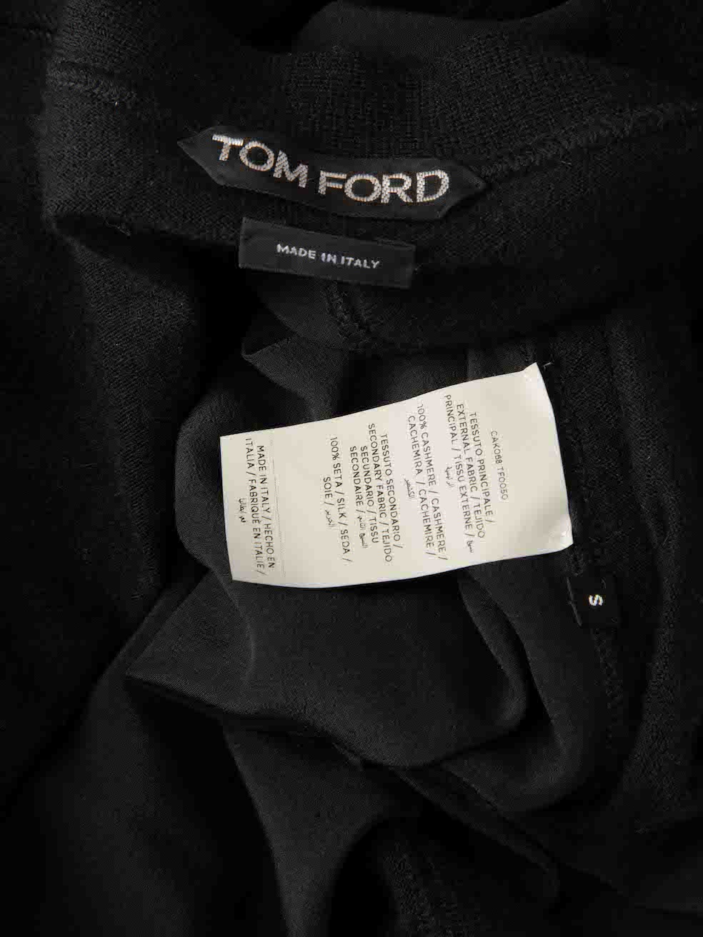 Used Tom Ford Black Cashmere Knit Zip Detail Cardigan | CSD