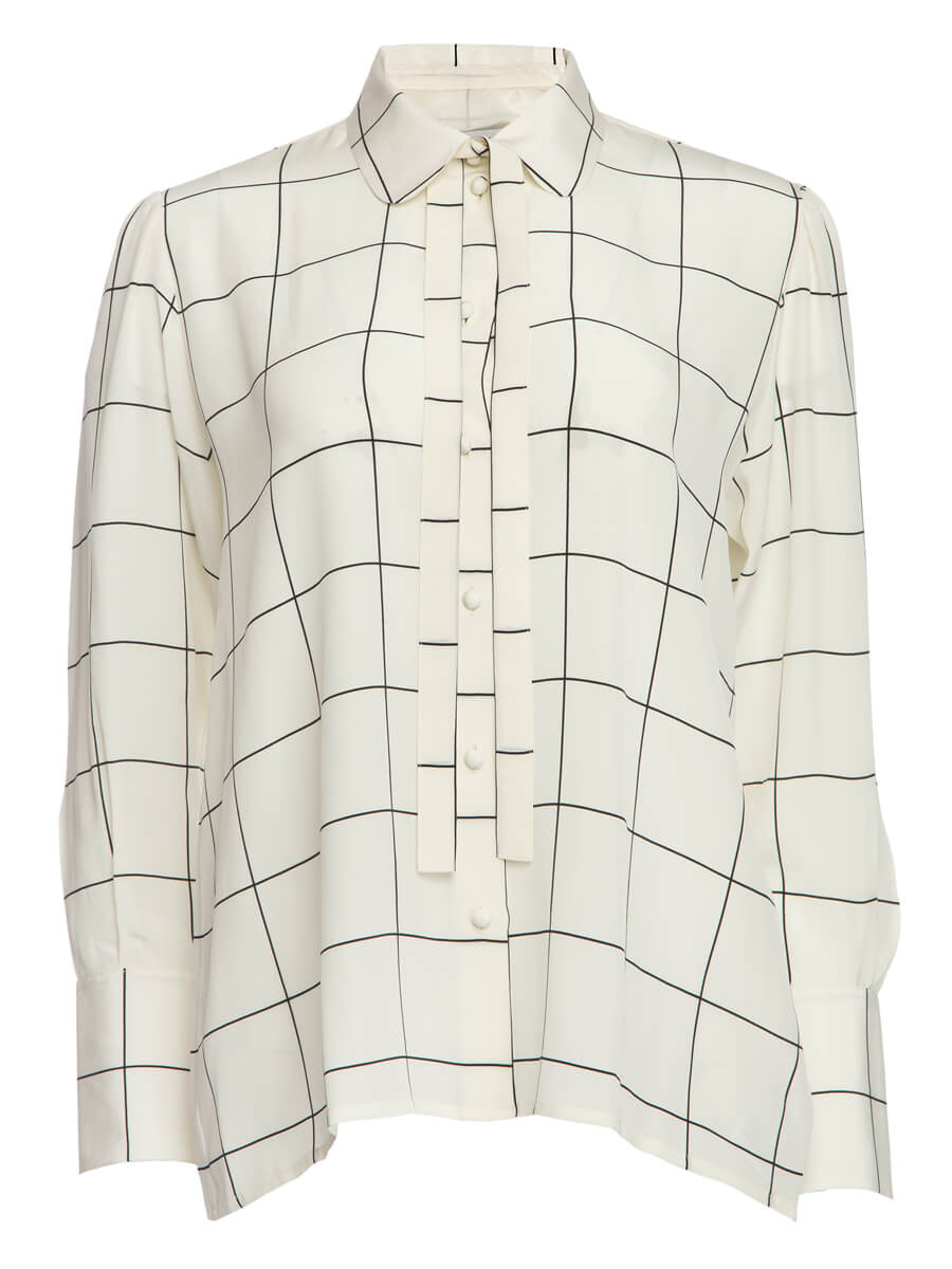 Valentino Garavani Women's Striped Collared Button-Up Blouse, Size 16 UK, White, Silk