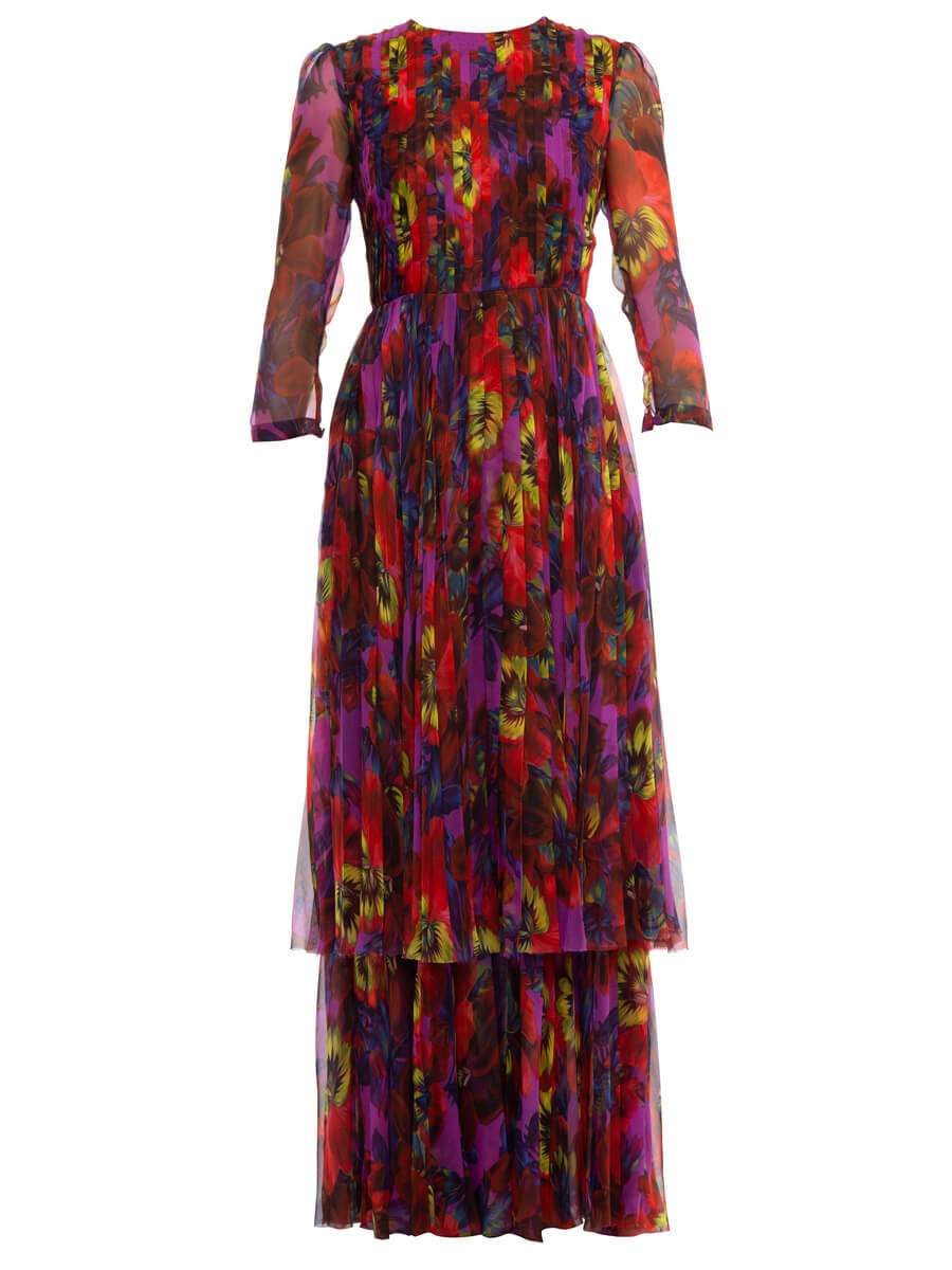 Gucci Women's Floral Maxi Dress, Size 4 UK, Multicolour Silk