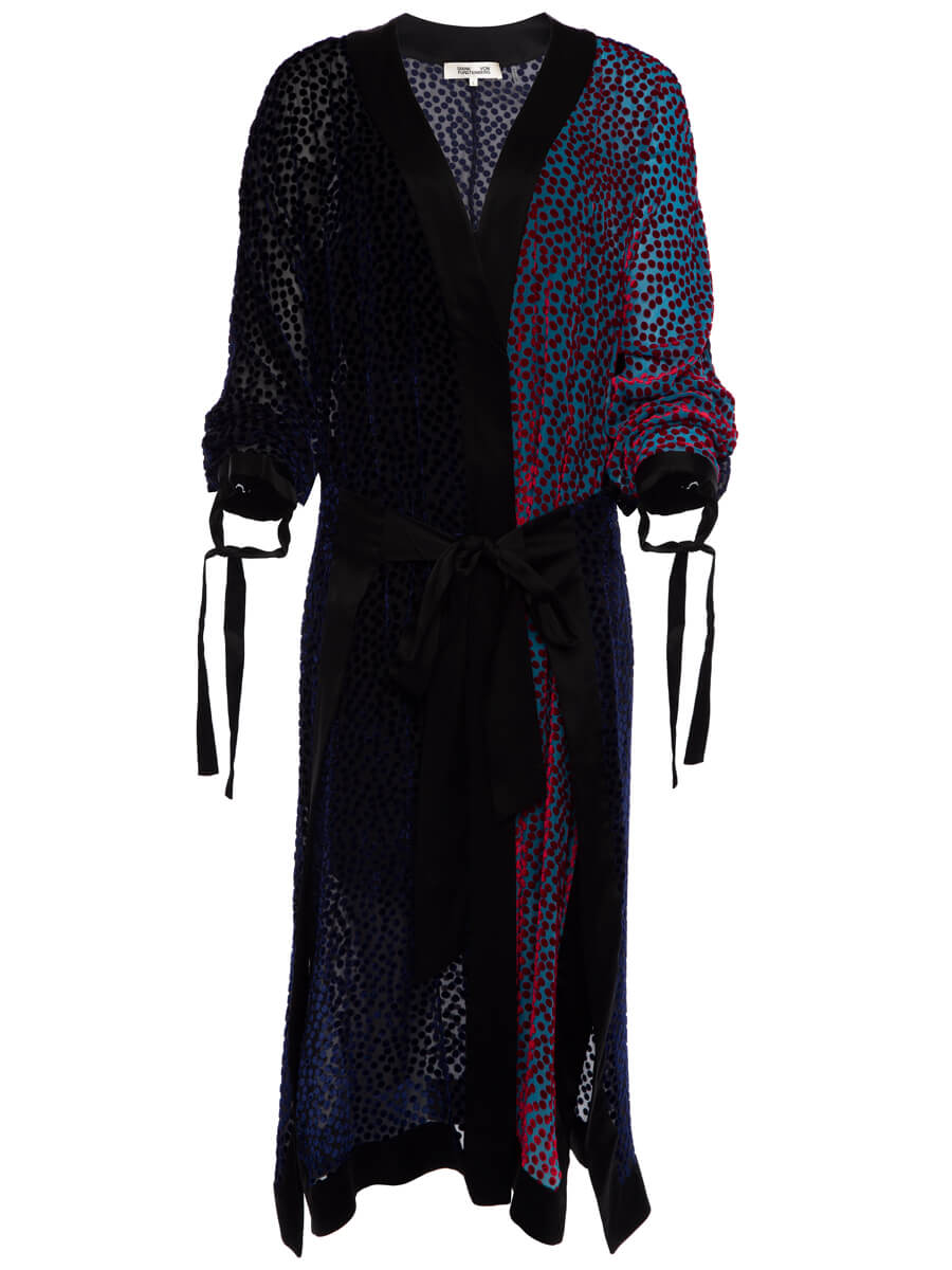 Diane Von Furstenberg Polka Dot Wrap Dress, Size 12 UK, Black Silk