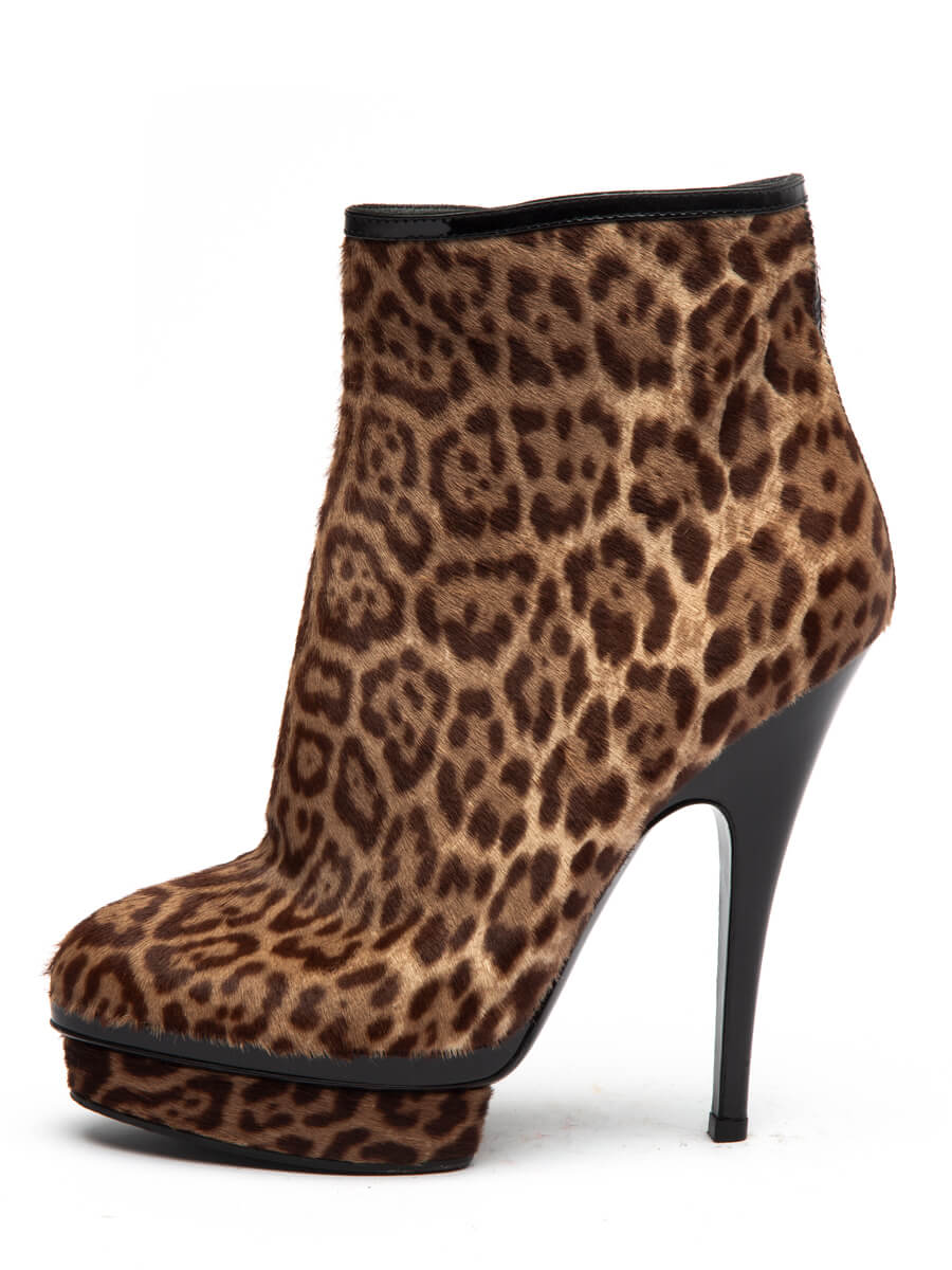 Women\\'s Platform Leopard Boot Heels 