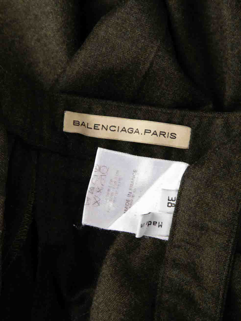Used Balenciaga Green Wool Straight Leg Trousers | CSD