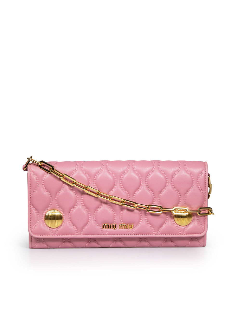 Miu Miu Pink Leather Quilted Wallet on Chain CSD