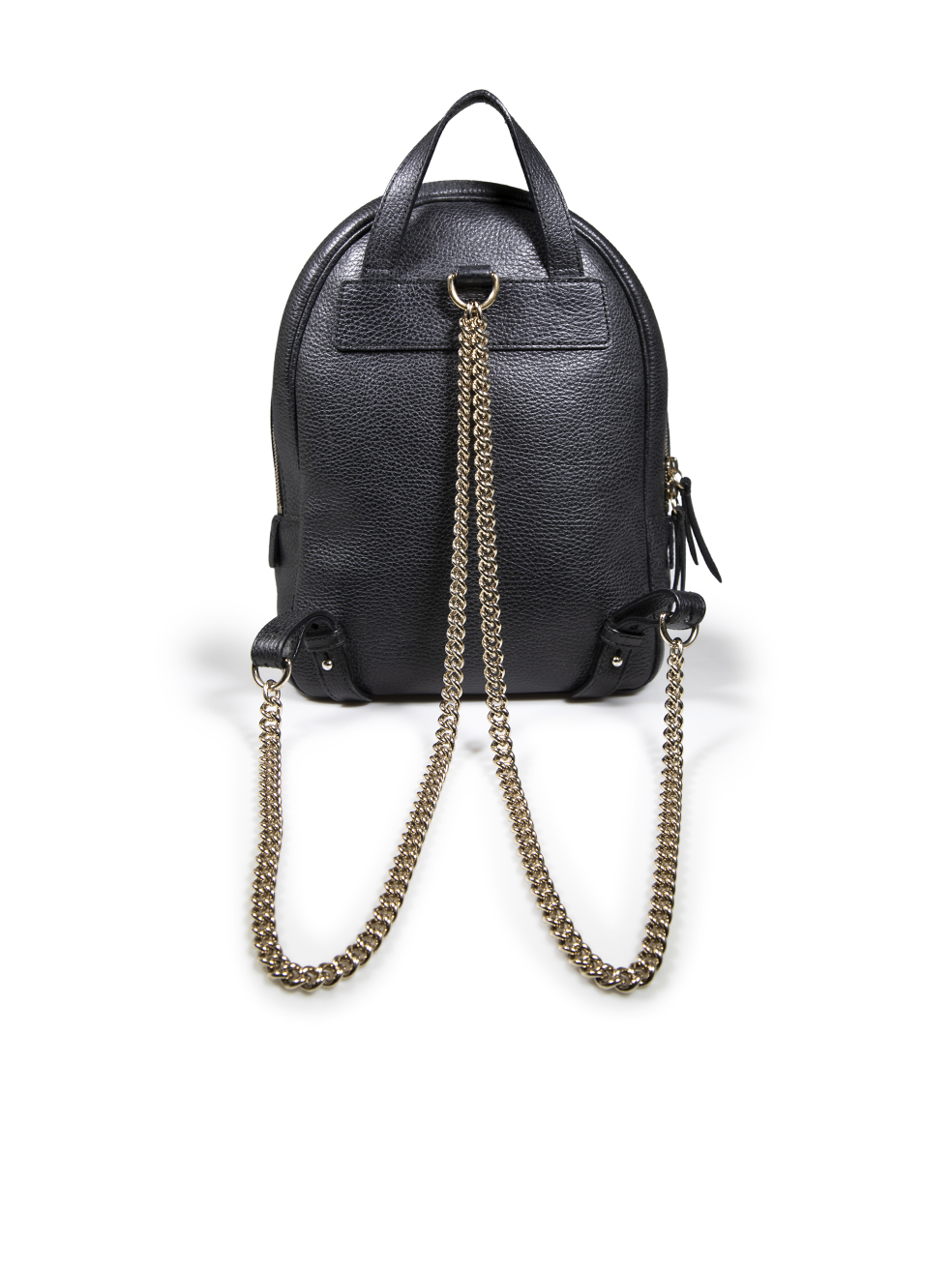 Black Leather Soho Chain Backpack