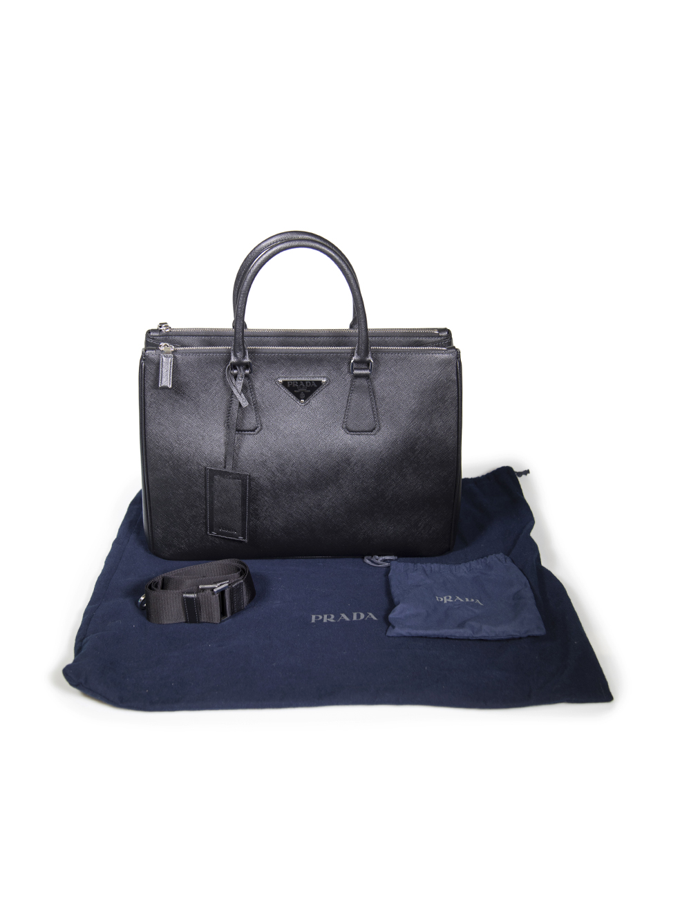 Prada Black Leather Medium Galleria Tote Bag CSD