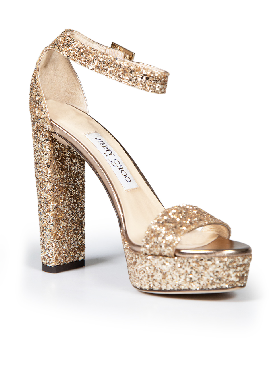 Used Jimmy Choo Gold Glitter Heels CSD