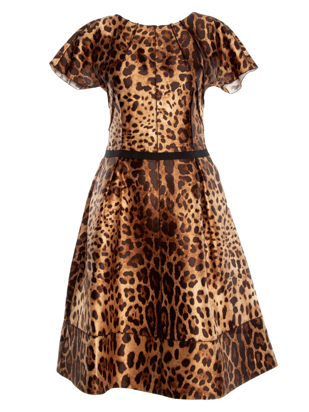 Dolce & Gabbana Women's Leopard Dress, Size 10 UK, Brown Silk