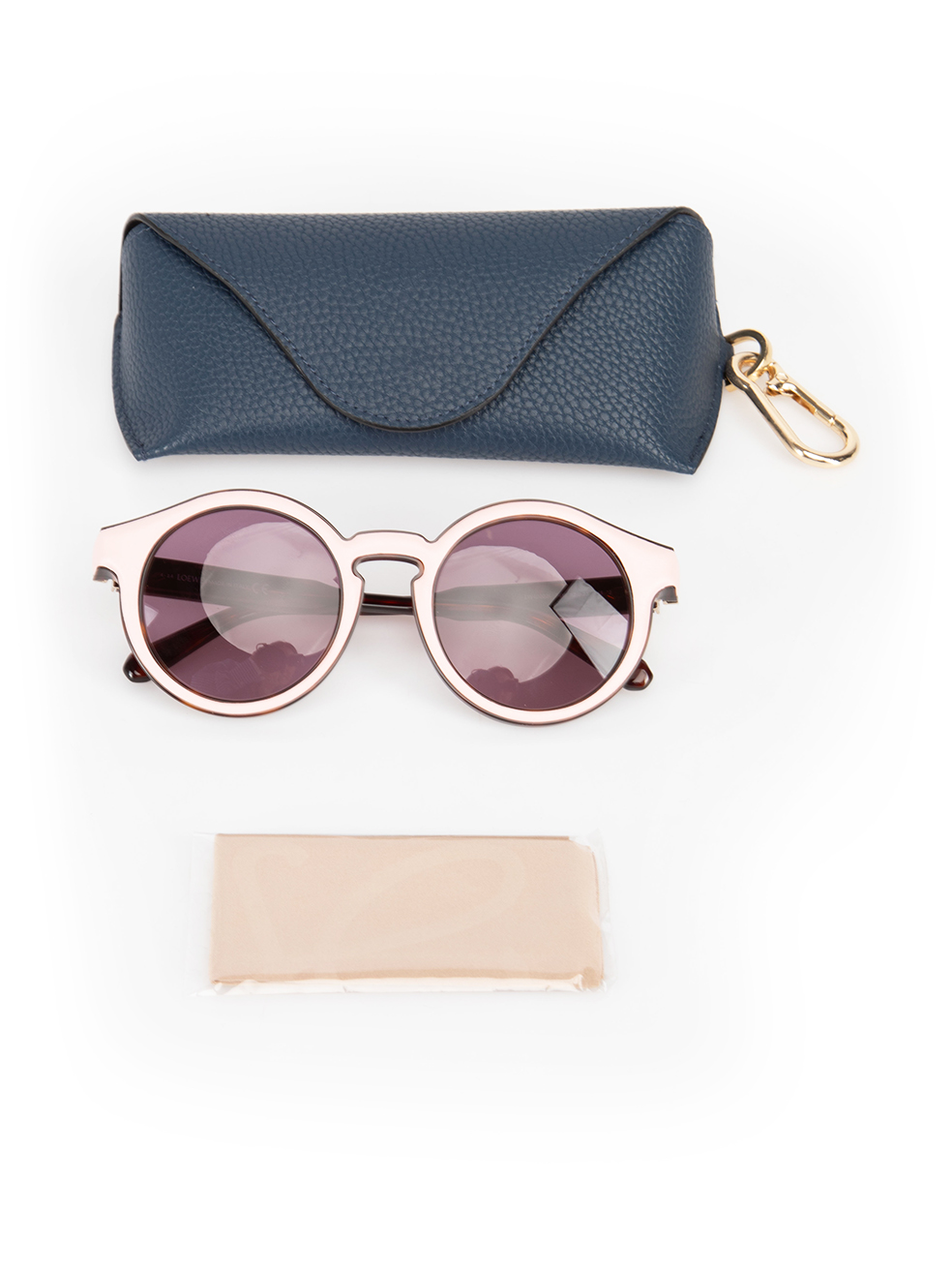Loewe Pink Leather Trim Round Sunglasses | CSD