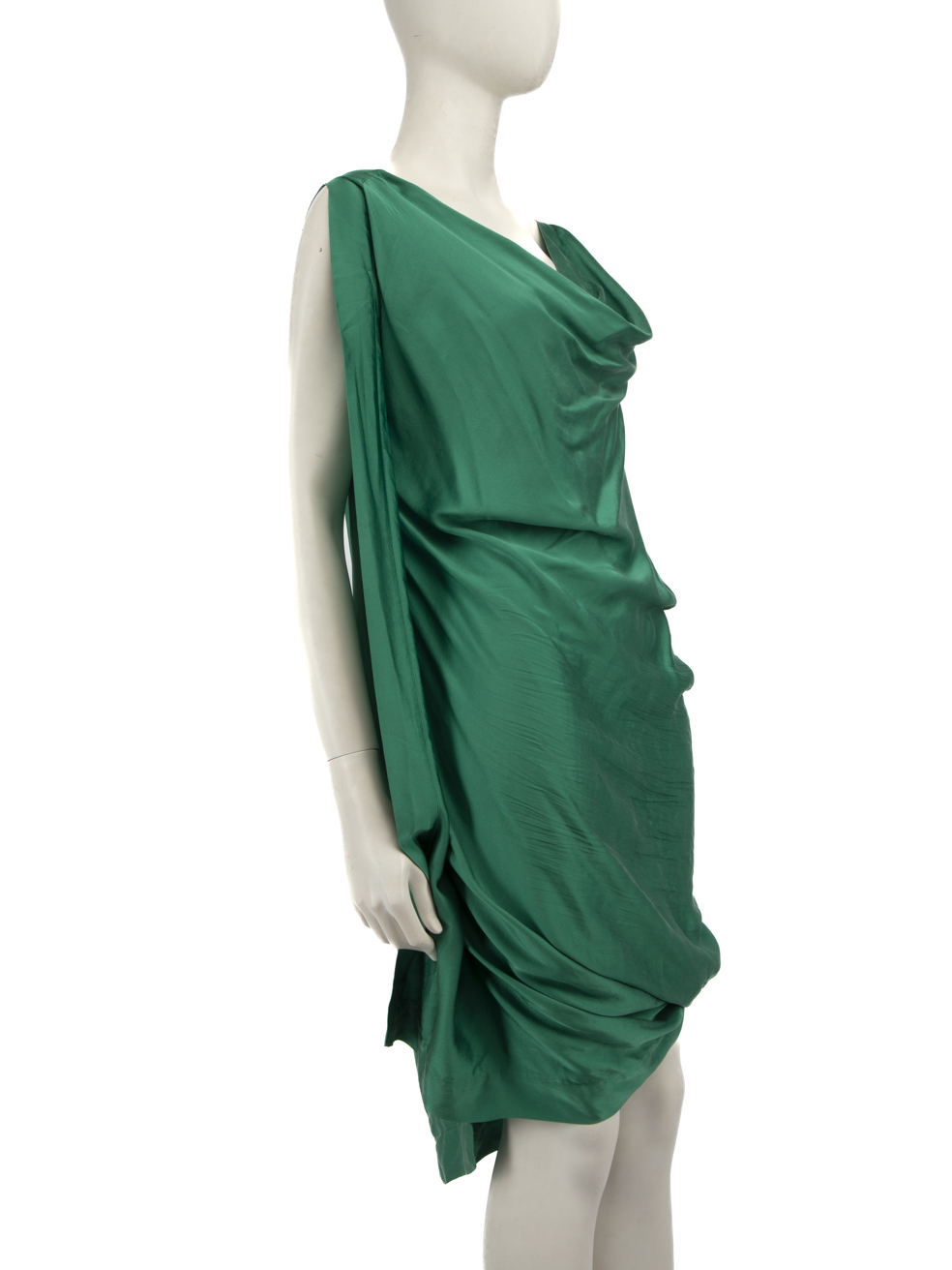 Used Vivienne Westwood Green Silk Cowl Neck Dress | CSD