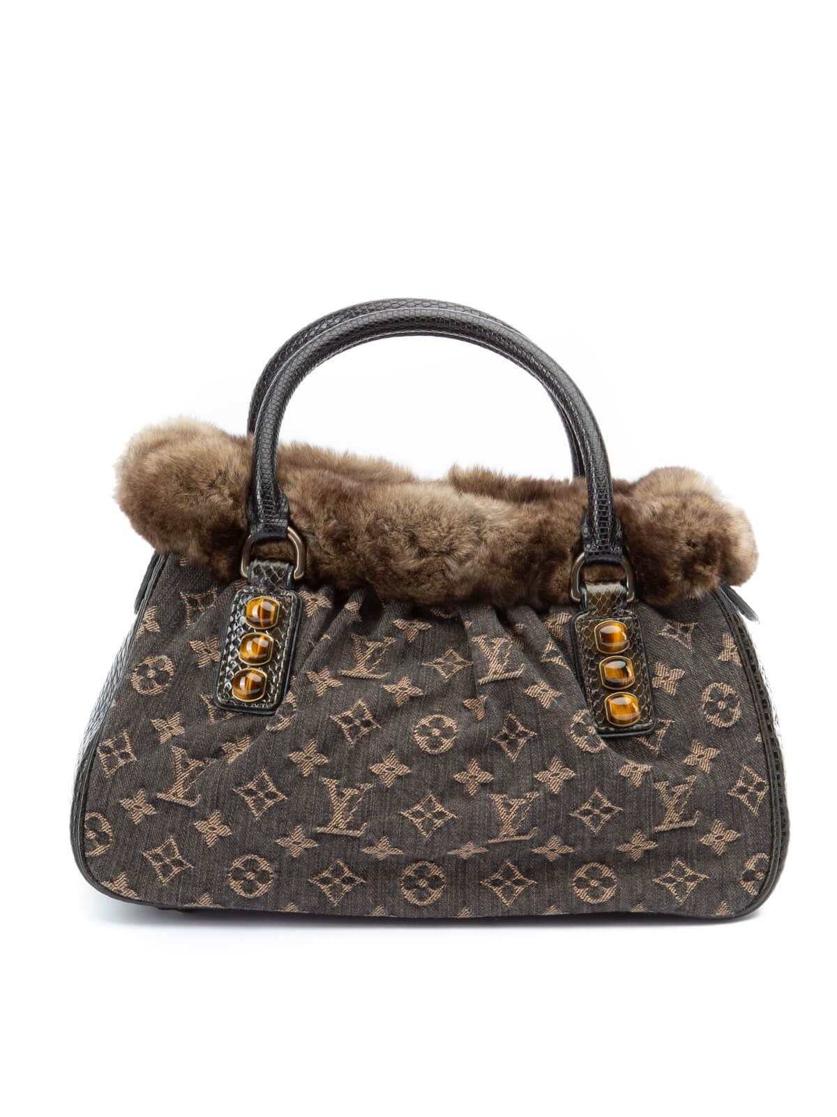 Louis Vuitton Women\'s Trapeze Fur Trim Bag Brown Leather