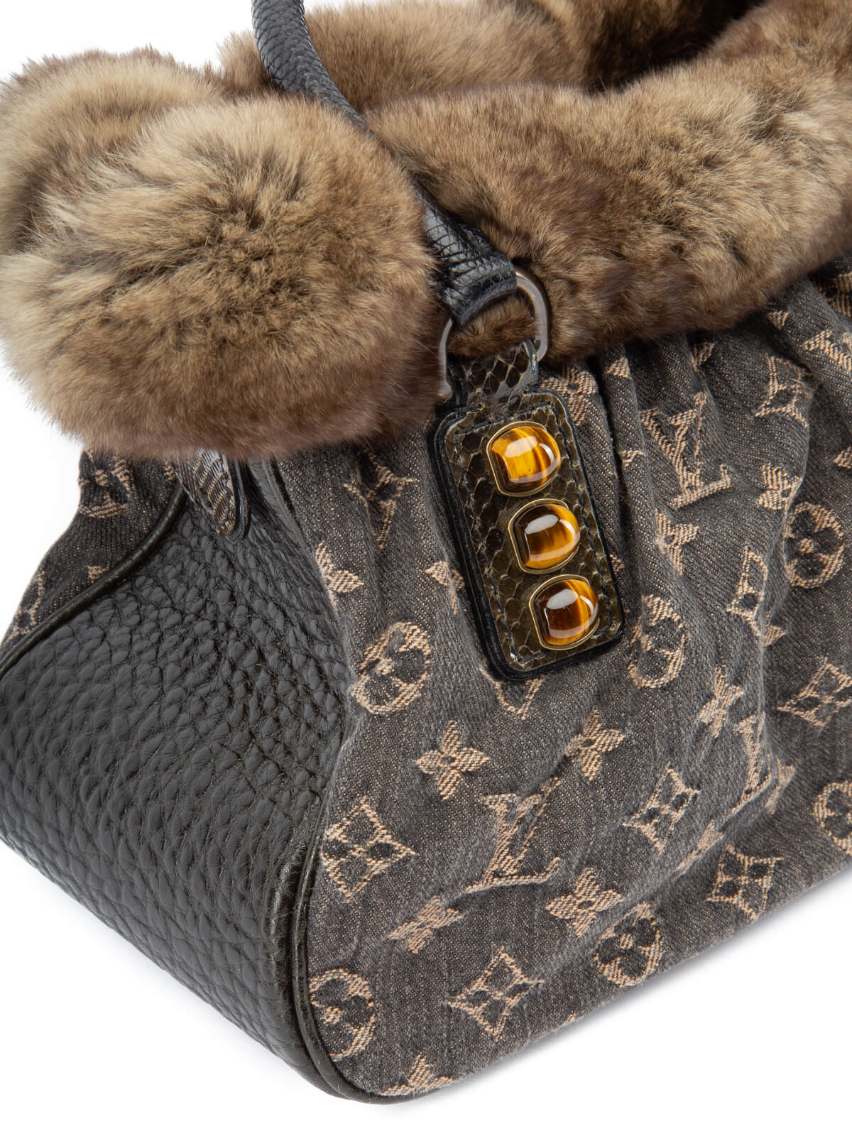 Louis Vuitton Women\'s Trapeze Fur Trim Bag Brown Leather