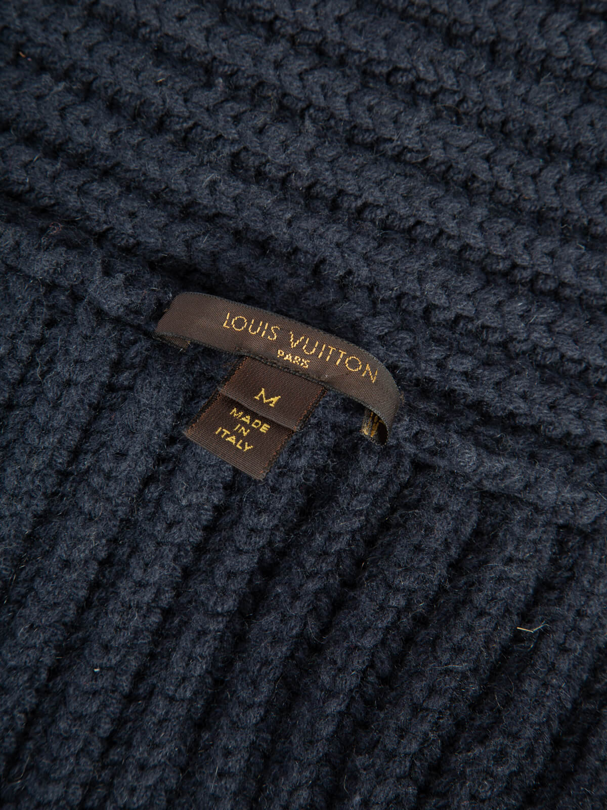 Navy Wool Chunky Knit Cardigan