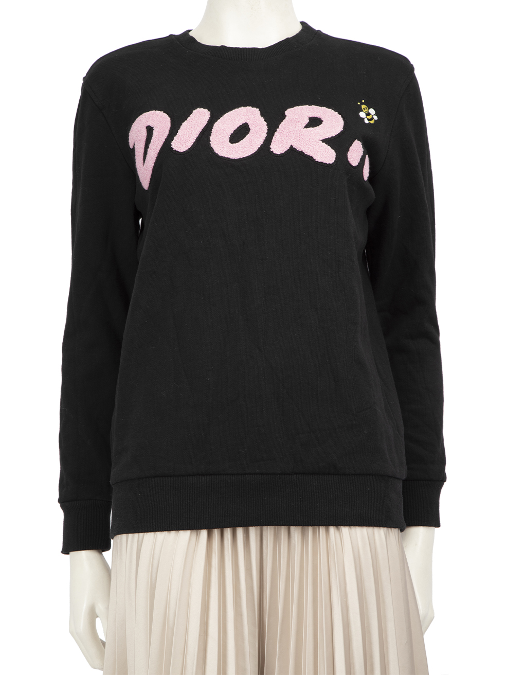 Used Dior Black Logo Embroidered Crewneck Sweatshirt | CSD