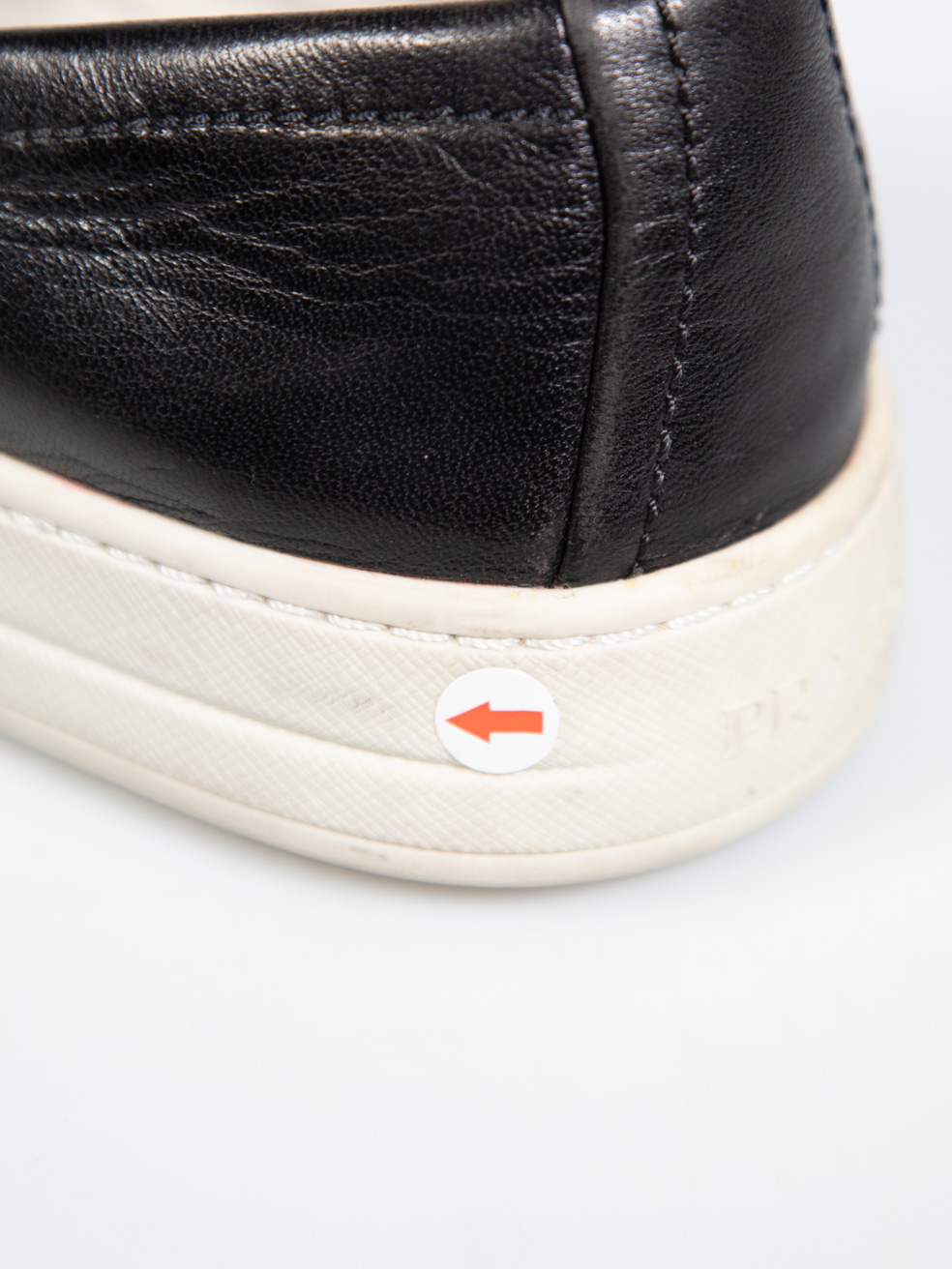 Used Prada Black Leather Round Toe Slip Ons CSD - Main Image