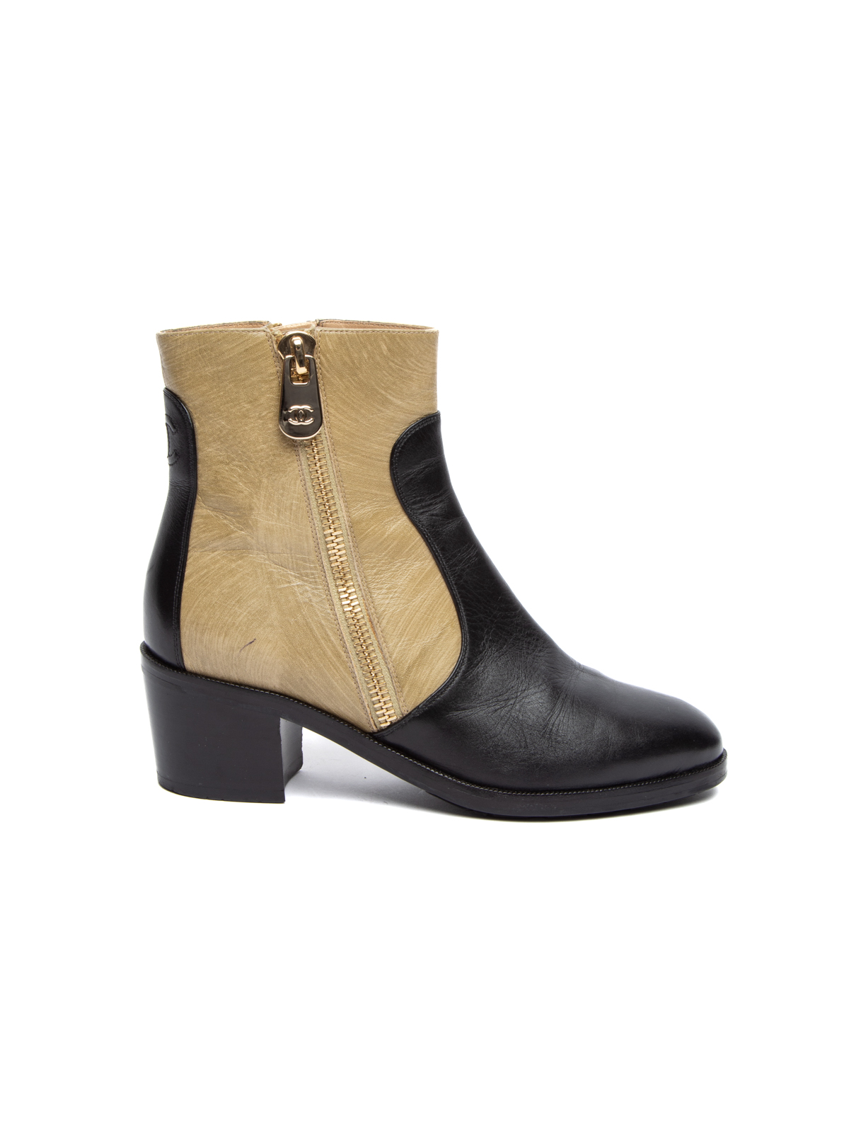 Leather Dual Coloured Ankle Boots