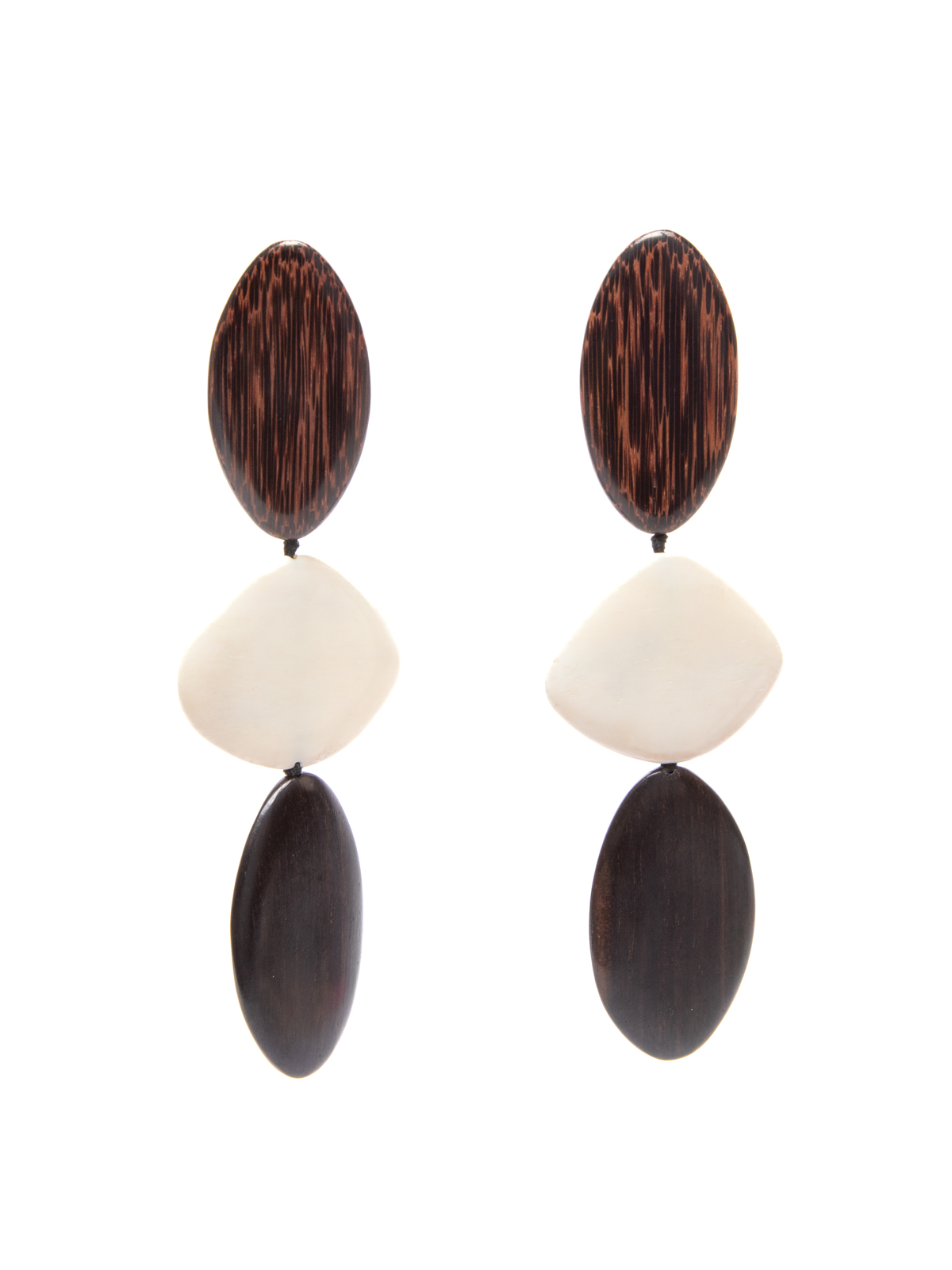 Monies, Stone Drop Earrings Multicolour, Wood