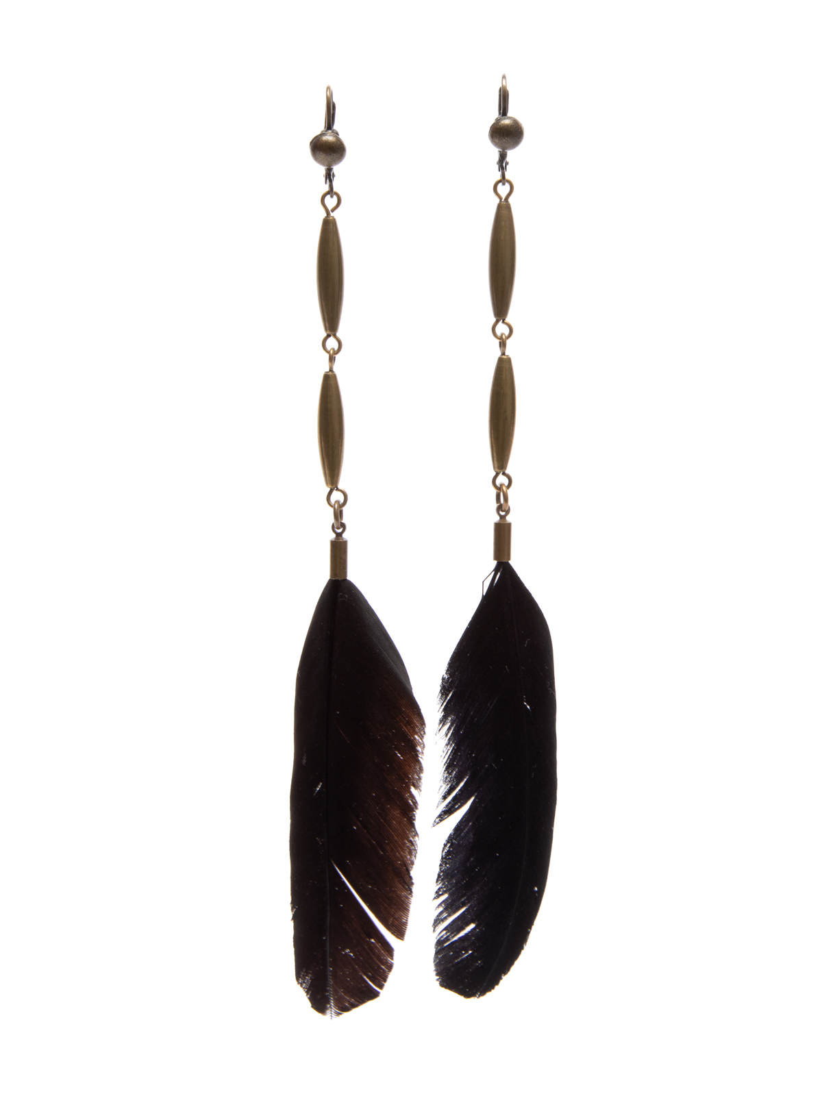 Feather Earrings Black, Metal