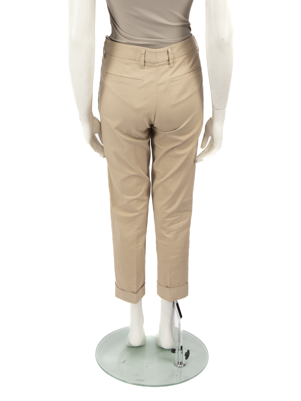 Used Prada Beige Slim Fit Folded Cuff Trousers | CSD