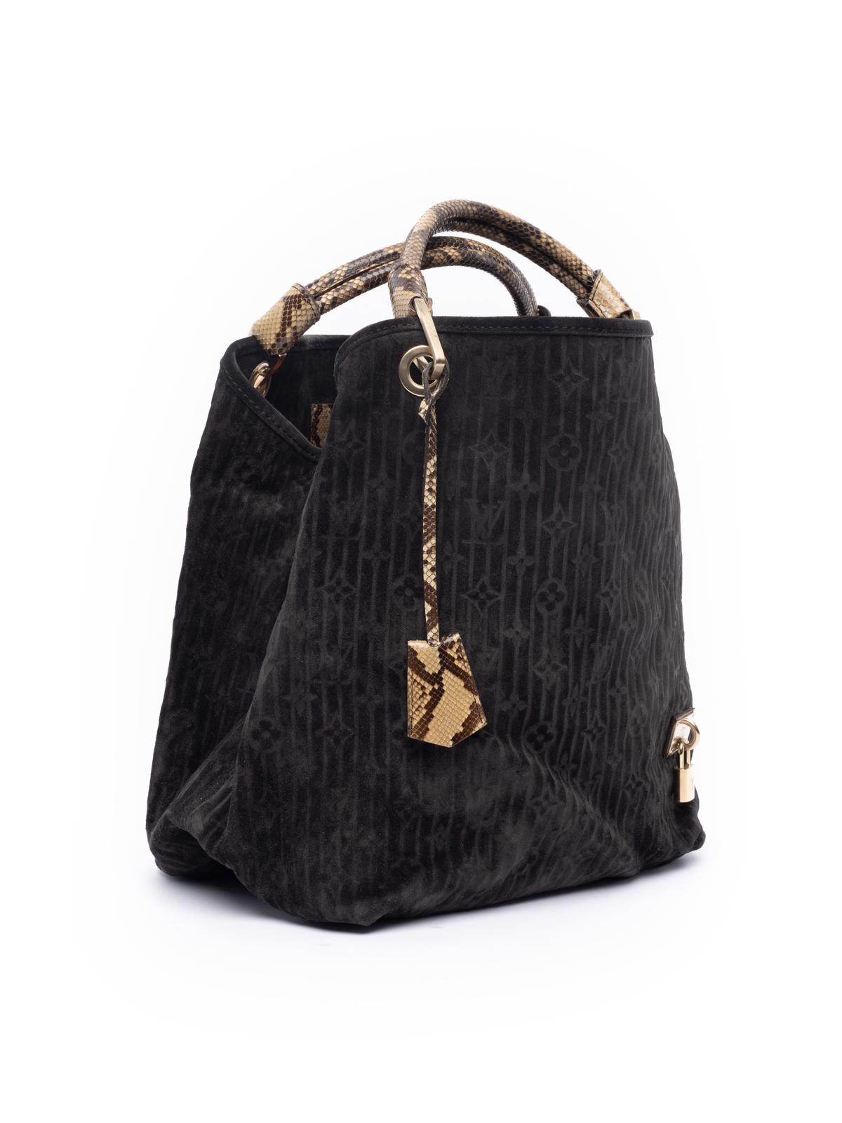 Louis Vuitton Limited Edition Kohl Monogram Embossed Suede Whisper GM Bag