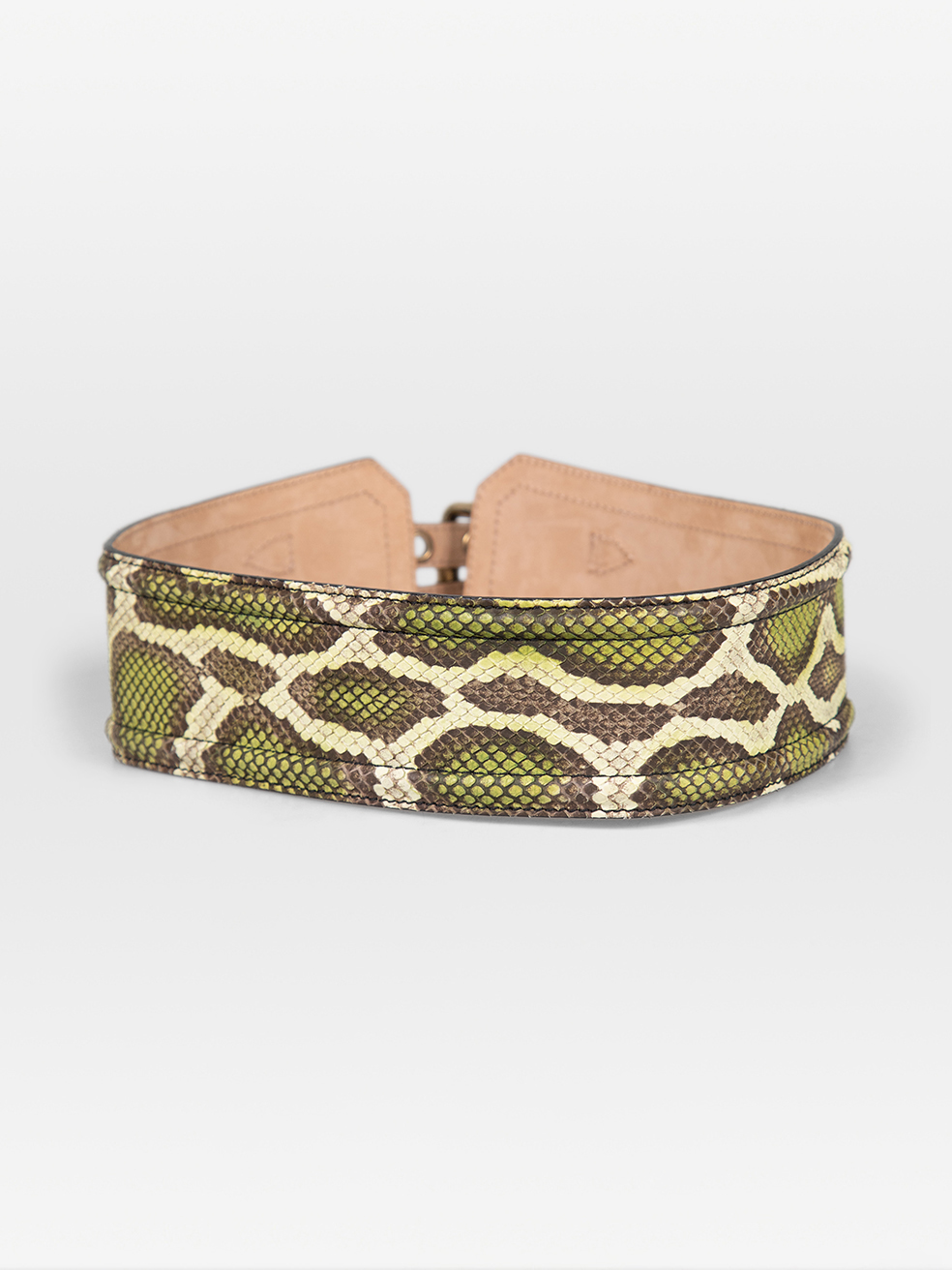 Used Burberry Green Snakeskin Wide Belt CSD - Main Image