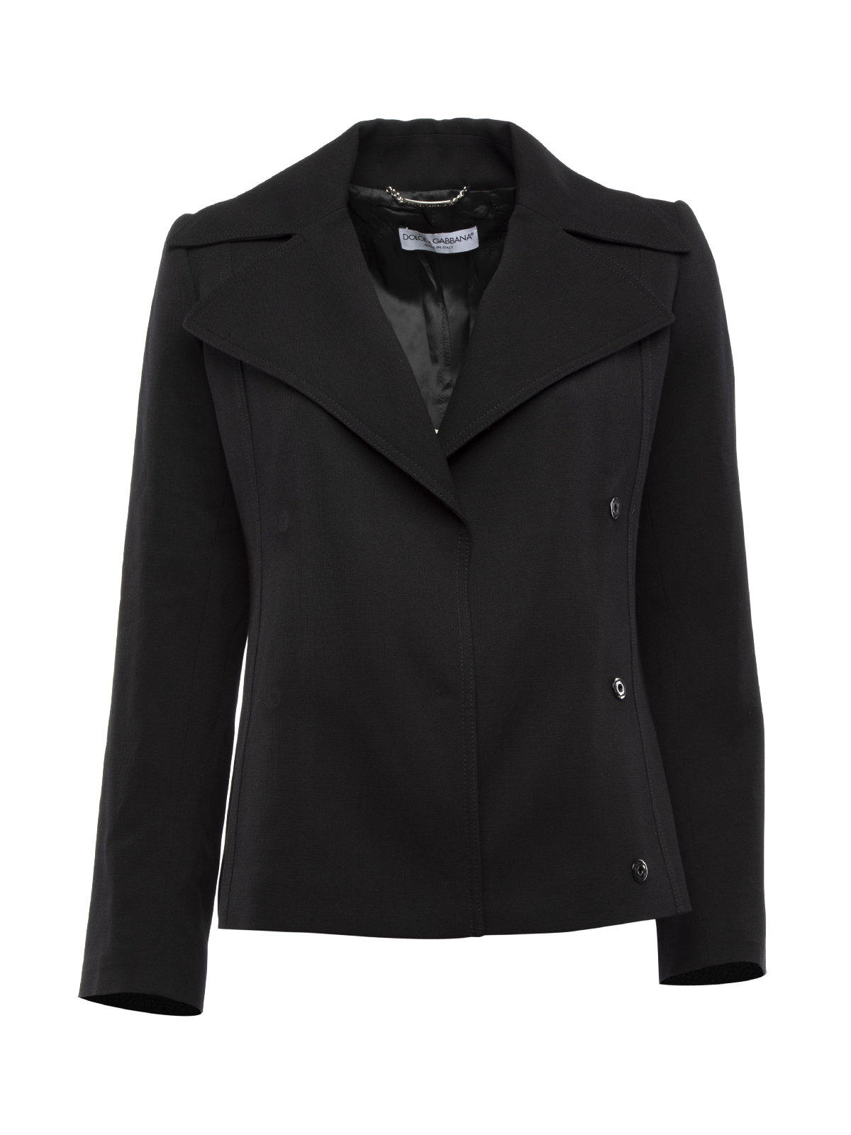 Dolce & Gabbana Black Wool Button Up Double Brasted Jacket
