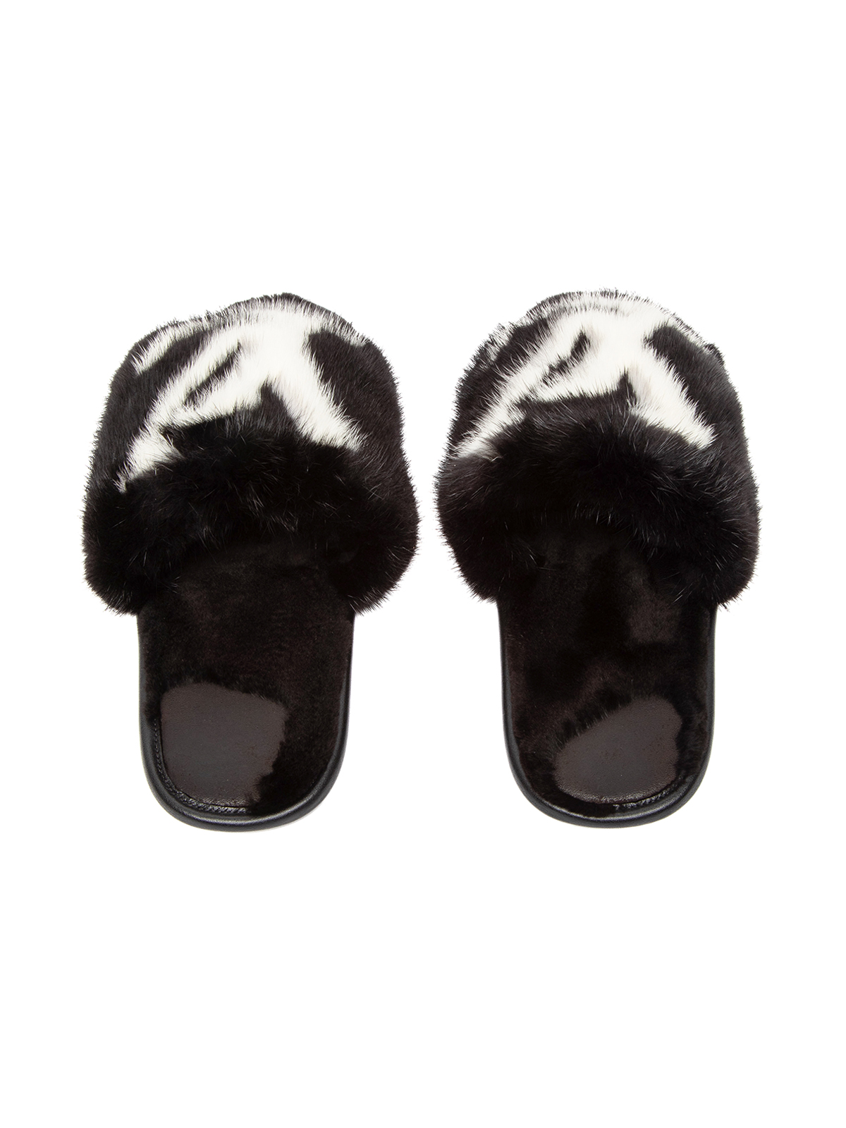 Louis Vuitton Black/White Mink Fur Homey Flat Mules Size 42