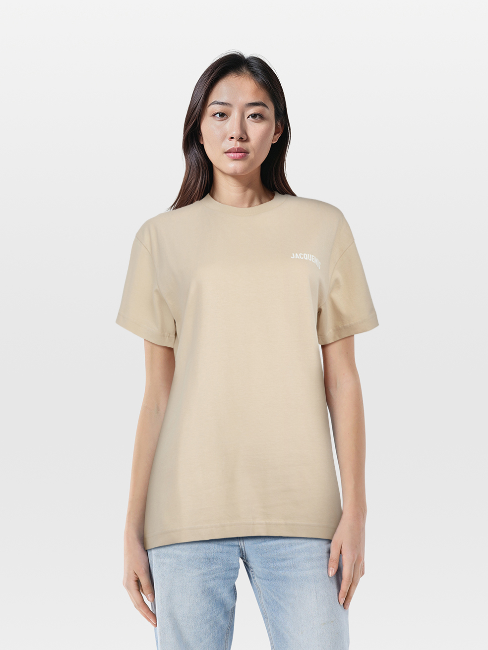 Tシャツ・カットソー JACQUEMUS Woman T-Shirt Beige TSW00133AJ00124 130 JACQUEMUS - LE T-SHIRT GROS GRAIN LIGHT BEIGE WOMEN – SOLAR MTP