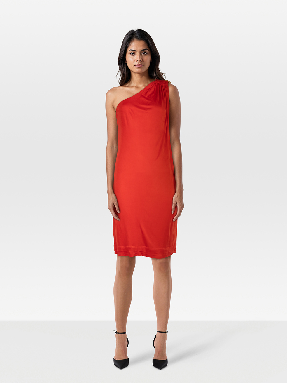 Used Roberto Cavalli Red One Shoulder Drape Dress | CSD