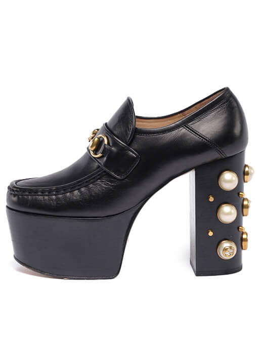 gucci platform heels black