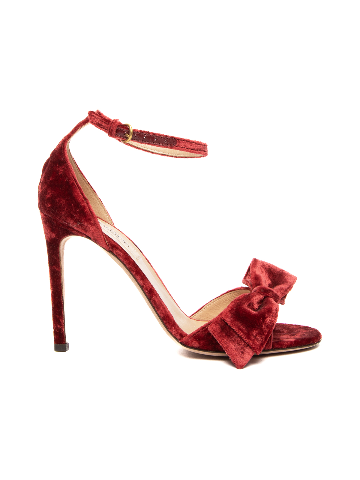 Valentino, Velvet Bow Heeled Sandals Red